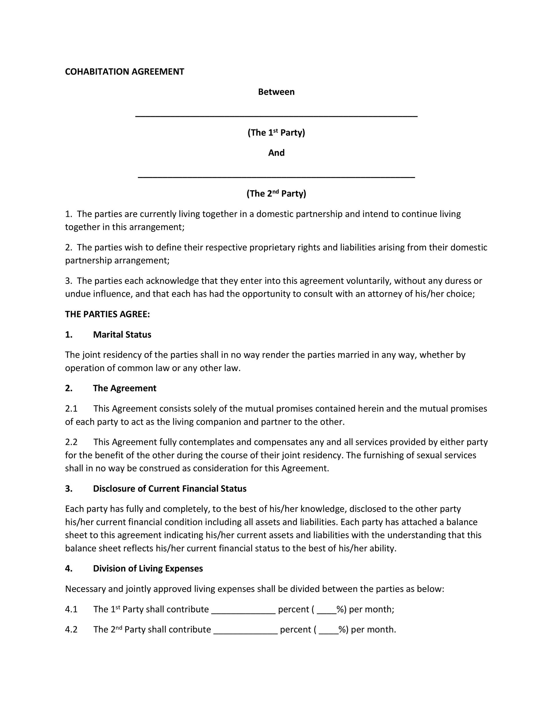 Free cohabitation agreement template 15