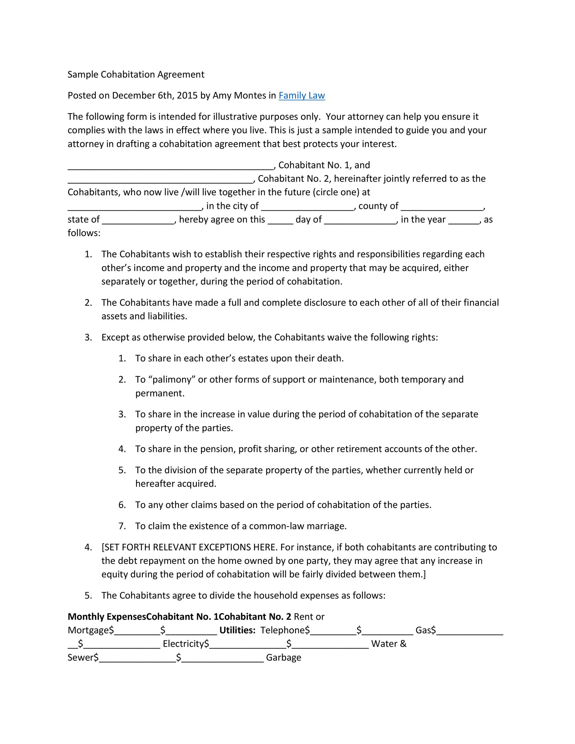Free cohabitation agreement template 21