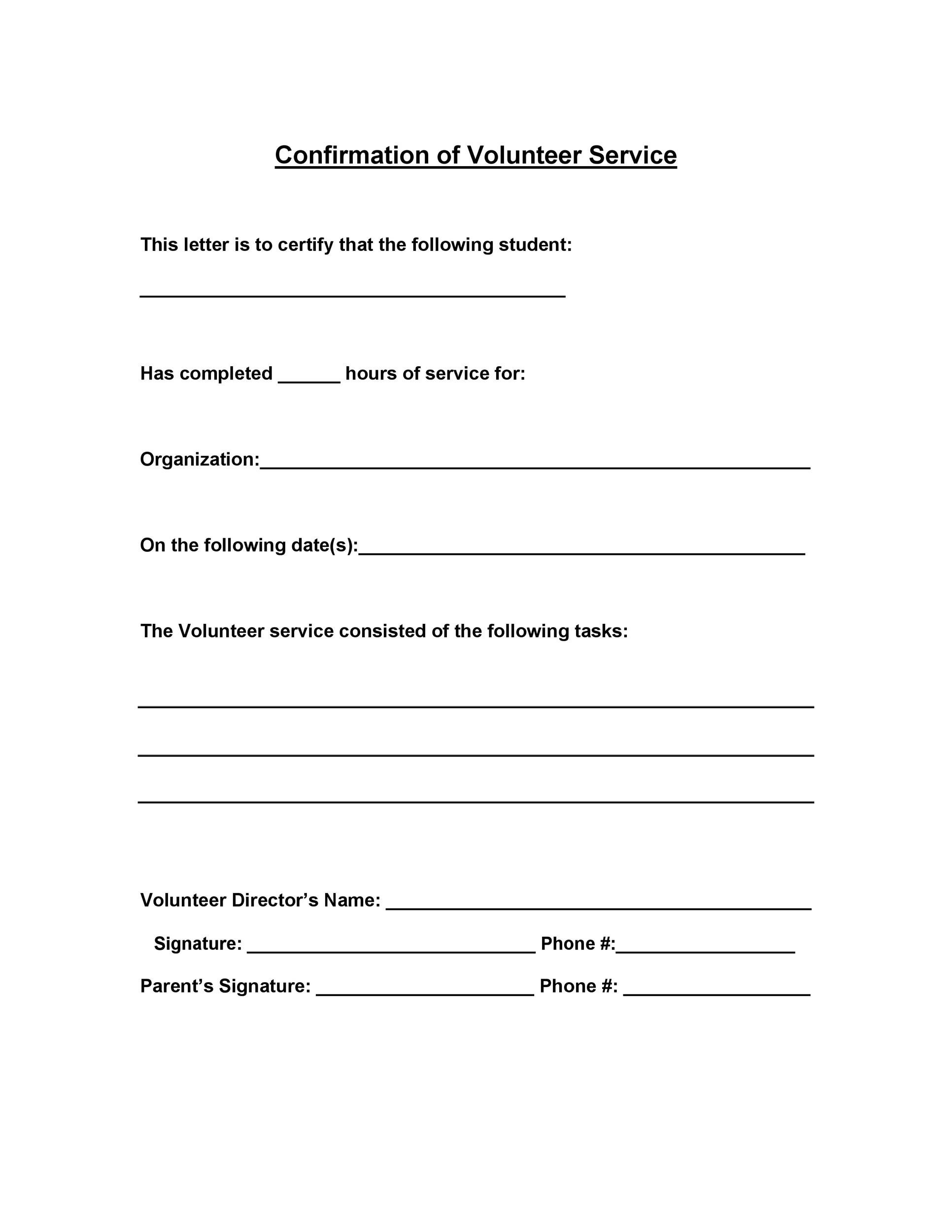 Volunteer Confirmation Letter Template