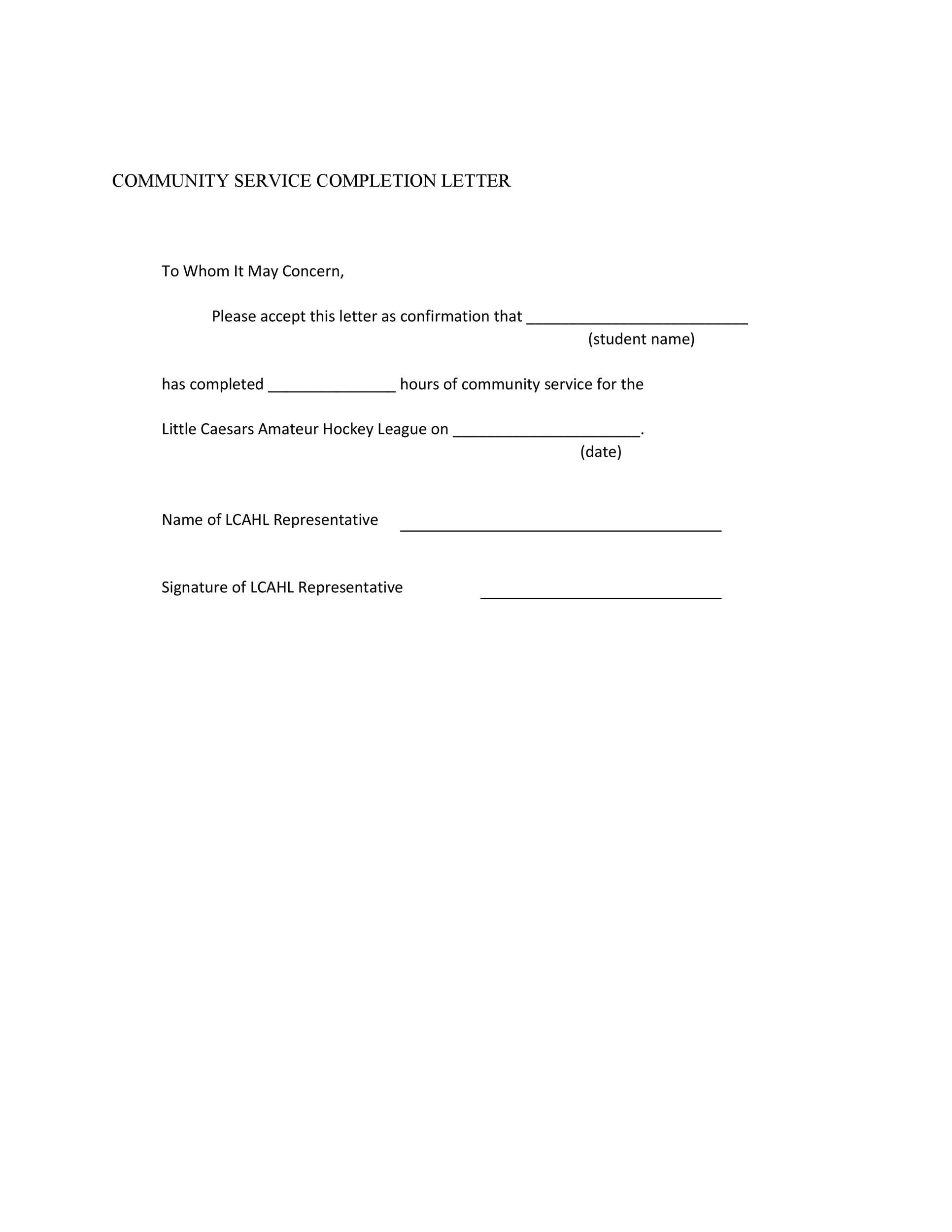 Community Service Letter Template