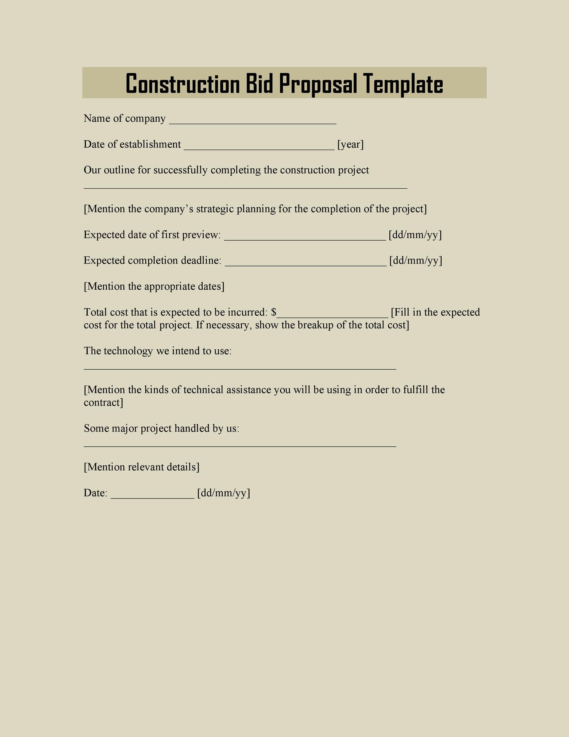 Free construction proposal template 11