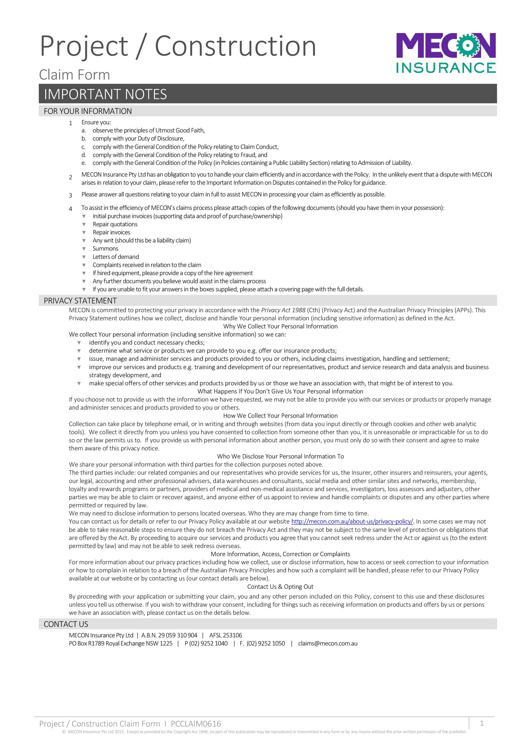 Printable Construction Proposal Template