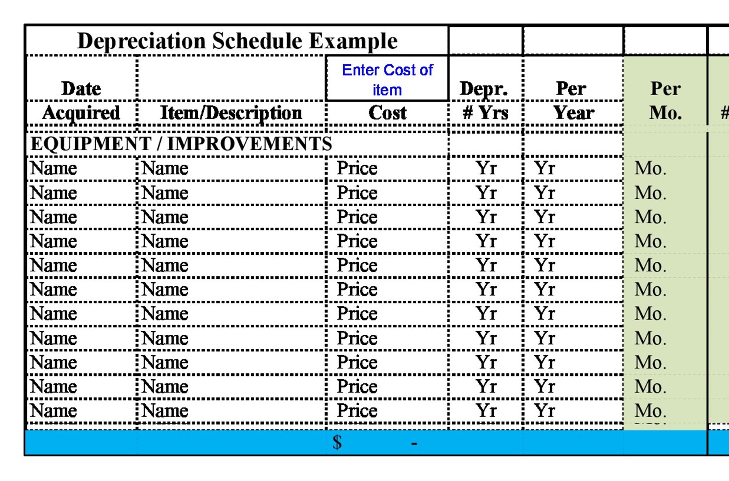 Depreciation Schedule Excel Template