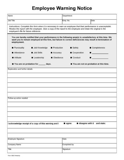 Employee Warning Notice - Download 56 Free Templates &amp; Forms