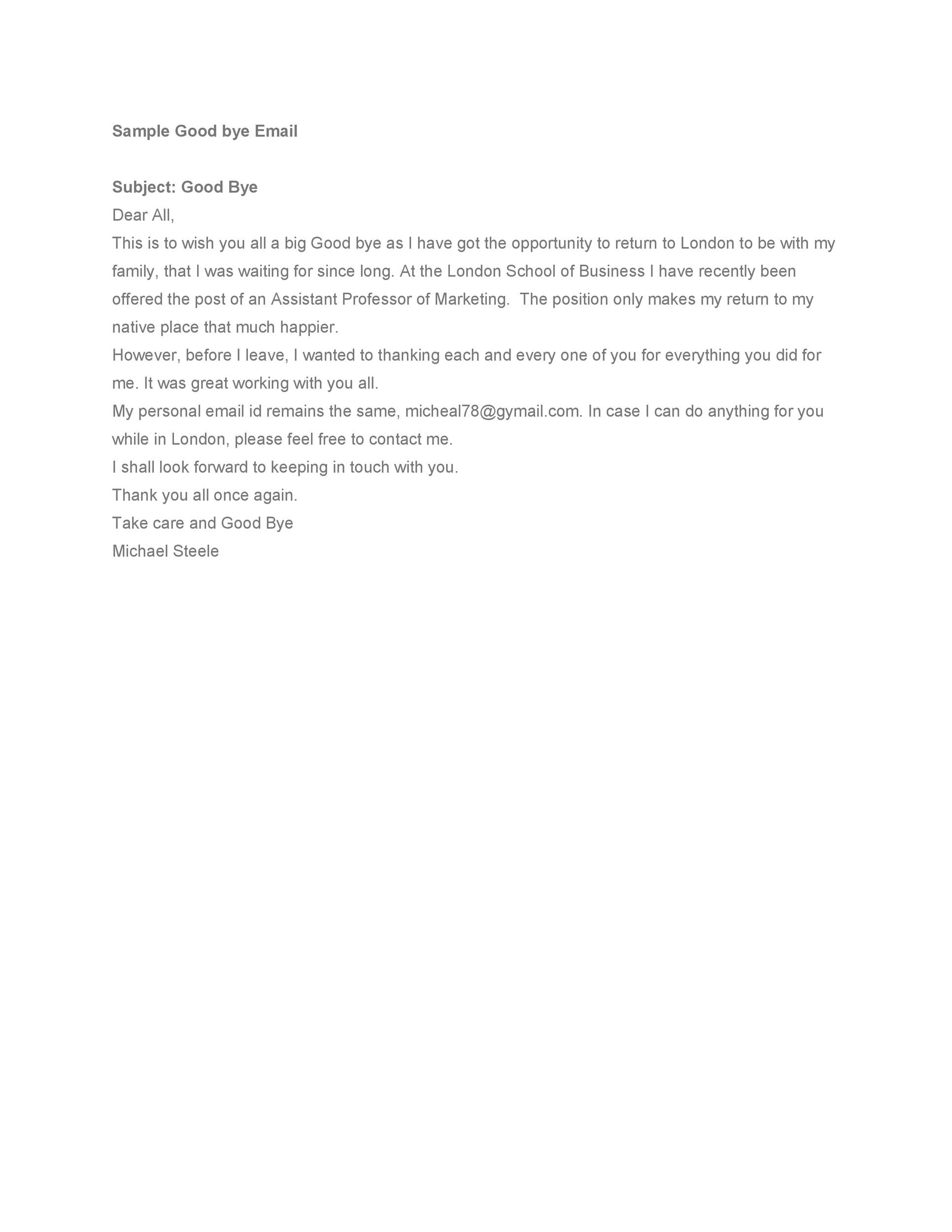 Free farewell email template 30