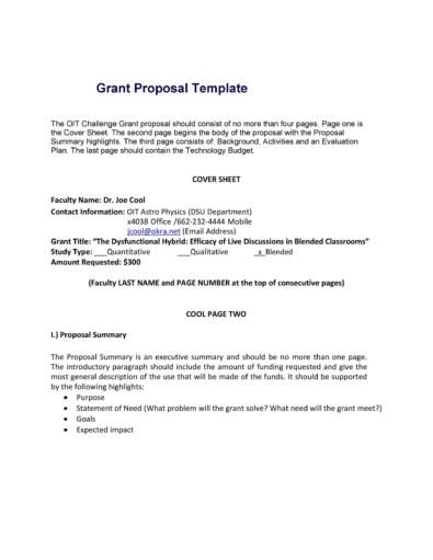 Nsf Proposal Template