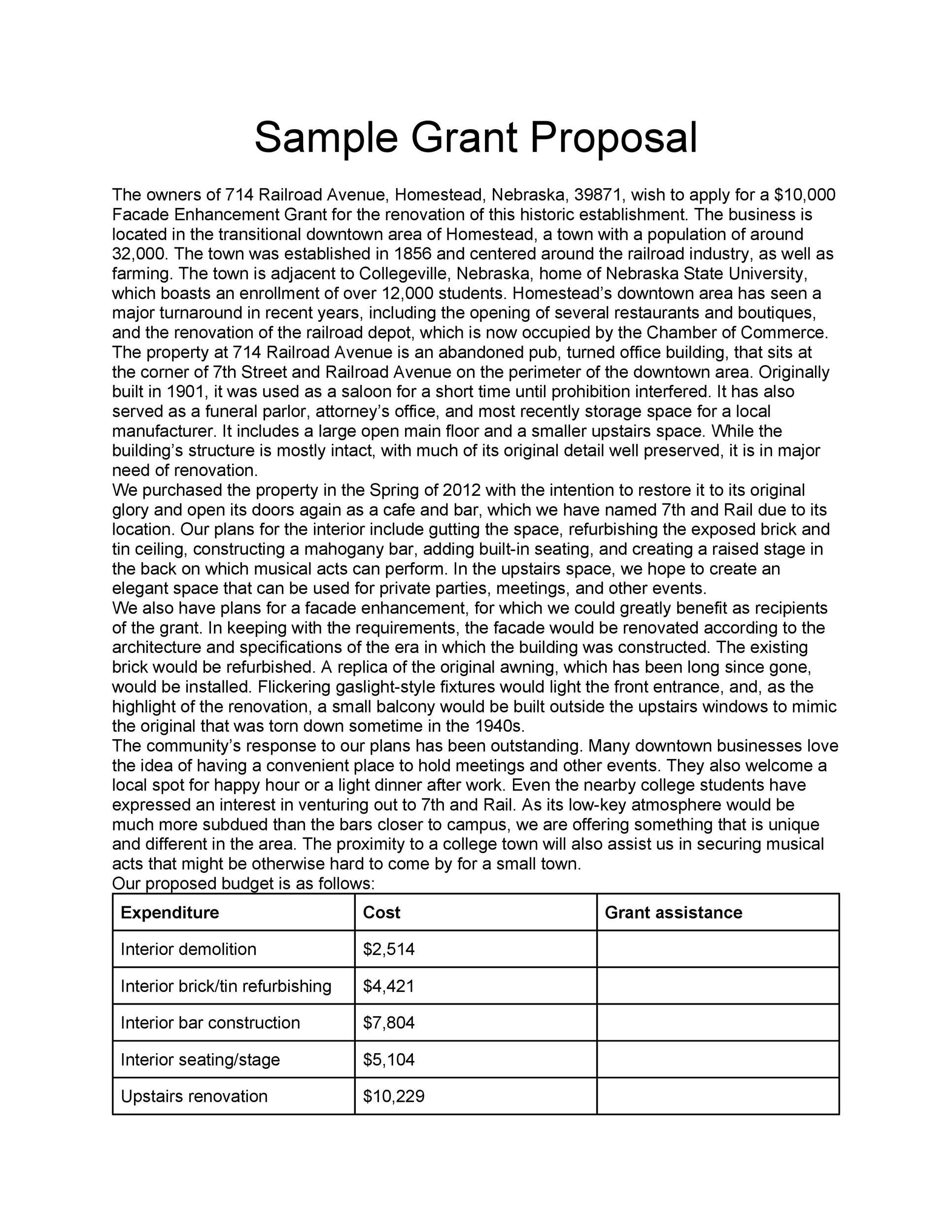 sample cover letter for grant proposal