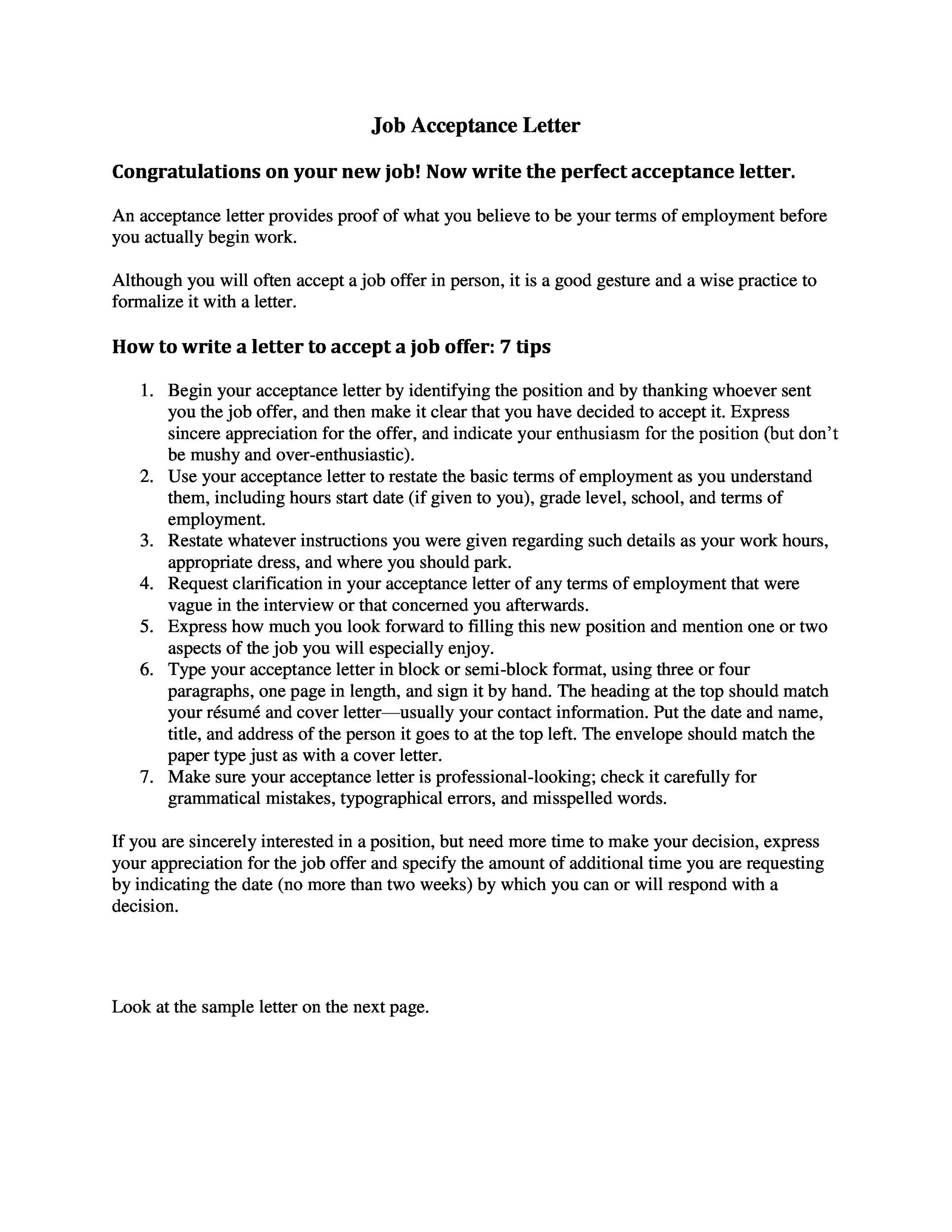 Free job acceptance letter 12