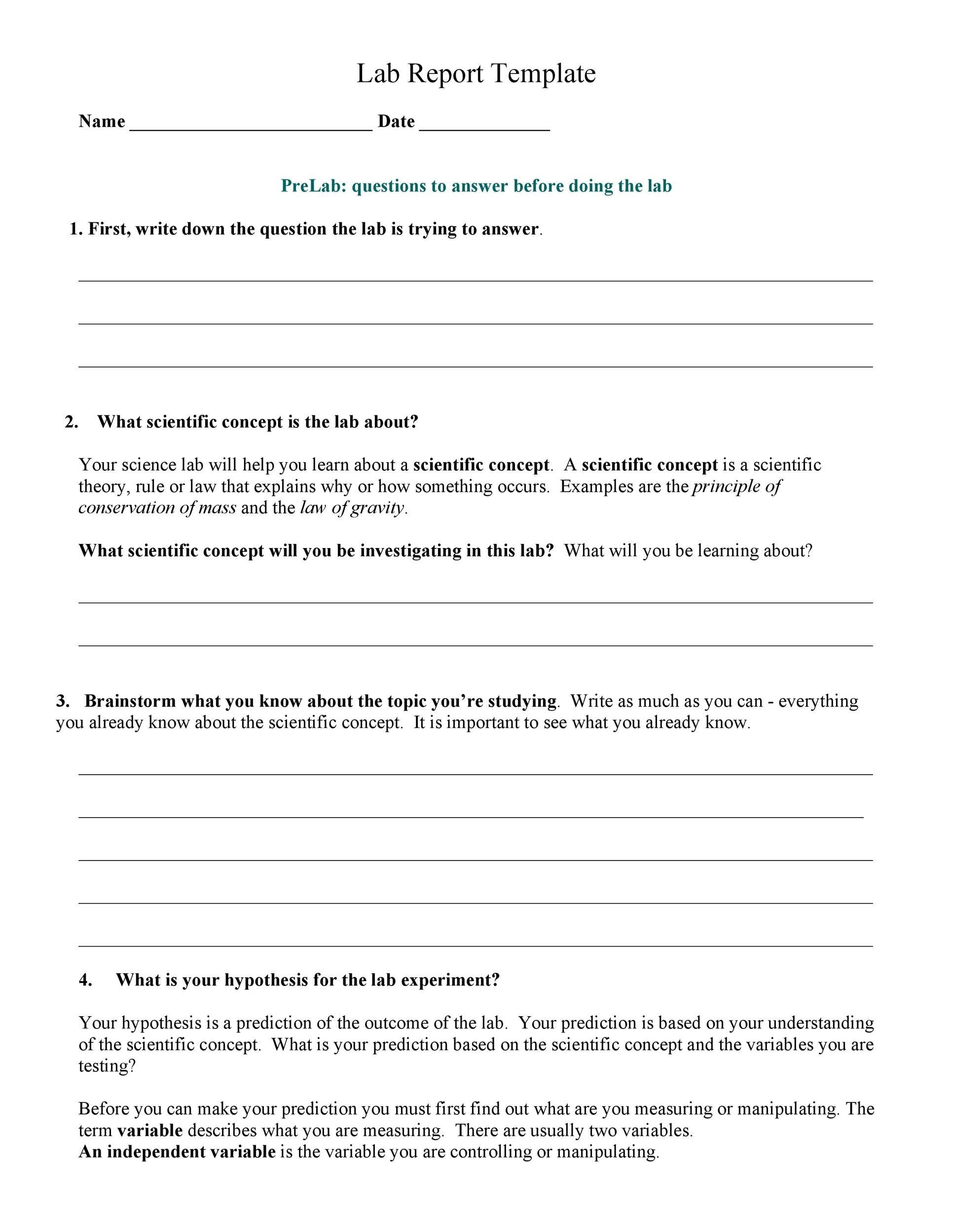 Free lab report template 03