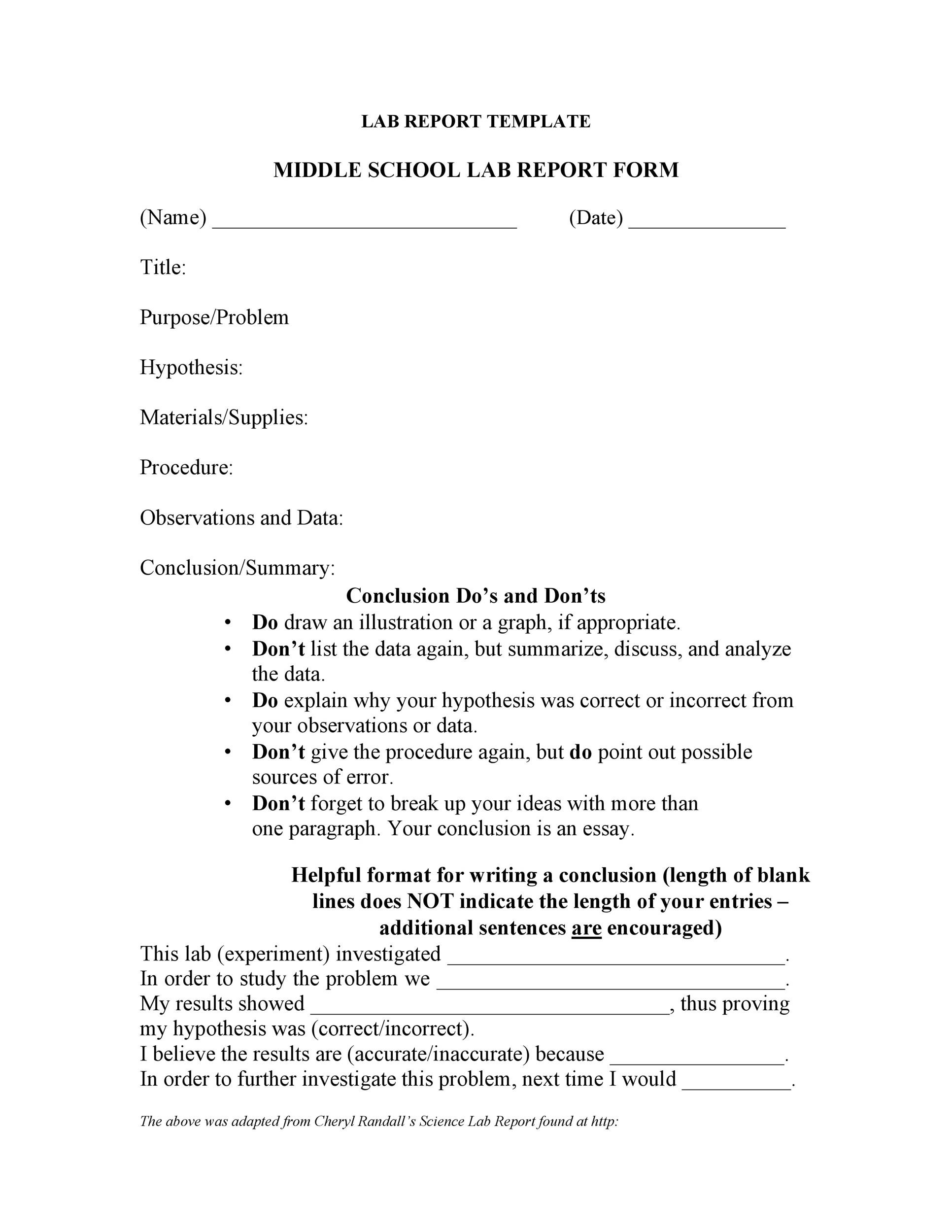 Free lab report template 25