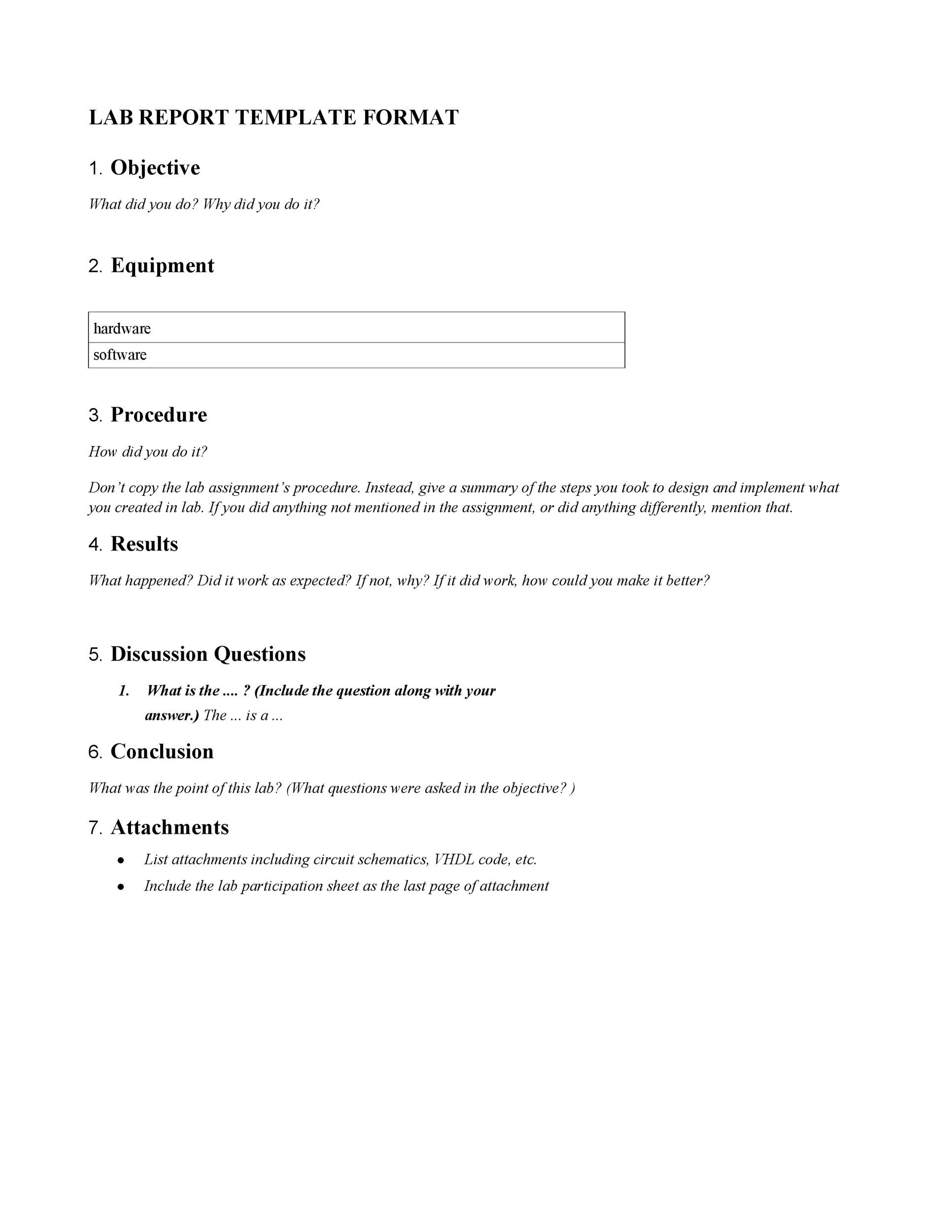 Free lab report template 30