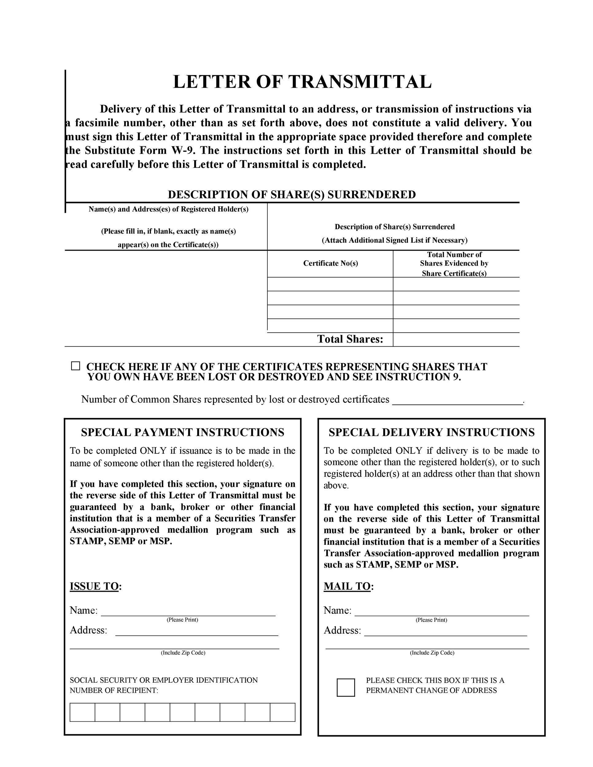 Free letter of transmittal template 27