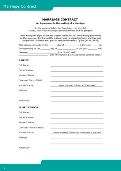 33 Marriage Contract Templates Standart Islamic Jewish ᐅ TemplateLab