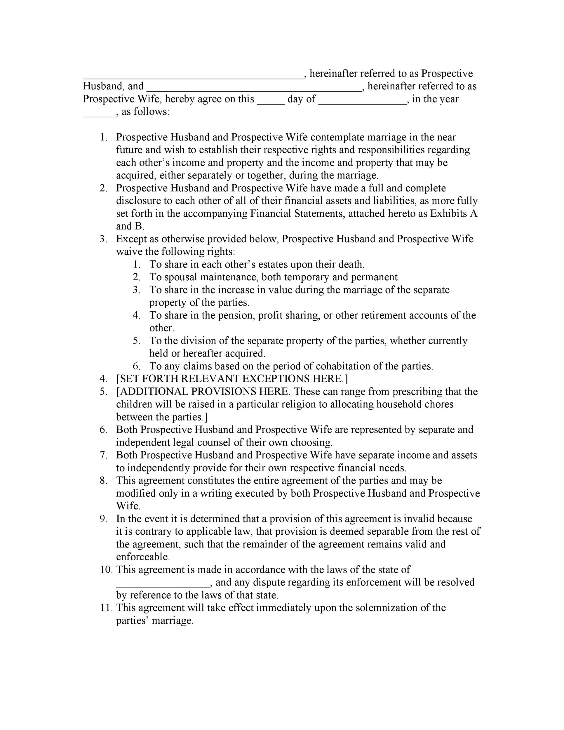 Free marriage contract template 22