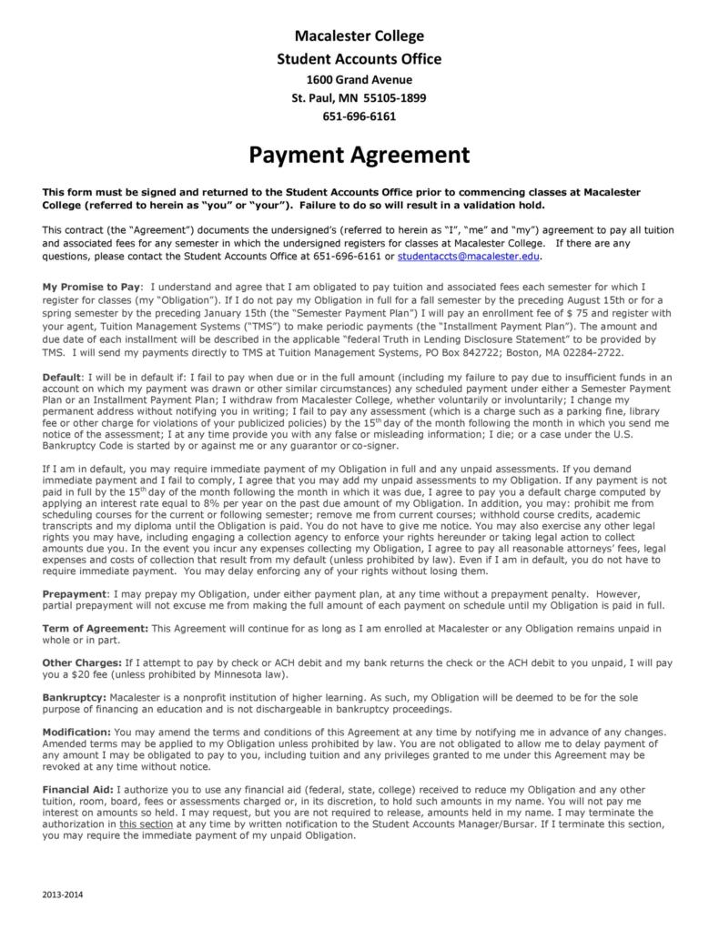 Payment Agreement 41 Templates & Contracts ᐅ TemplateLab
