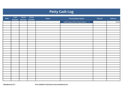 Petty Cash Log Forms