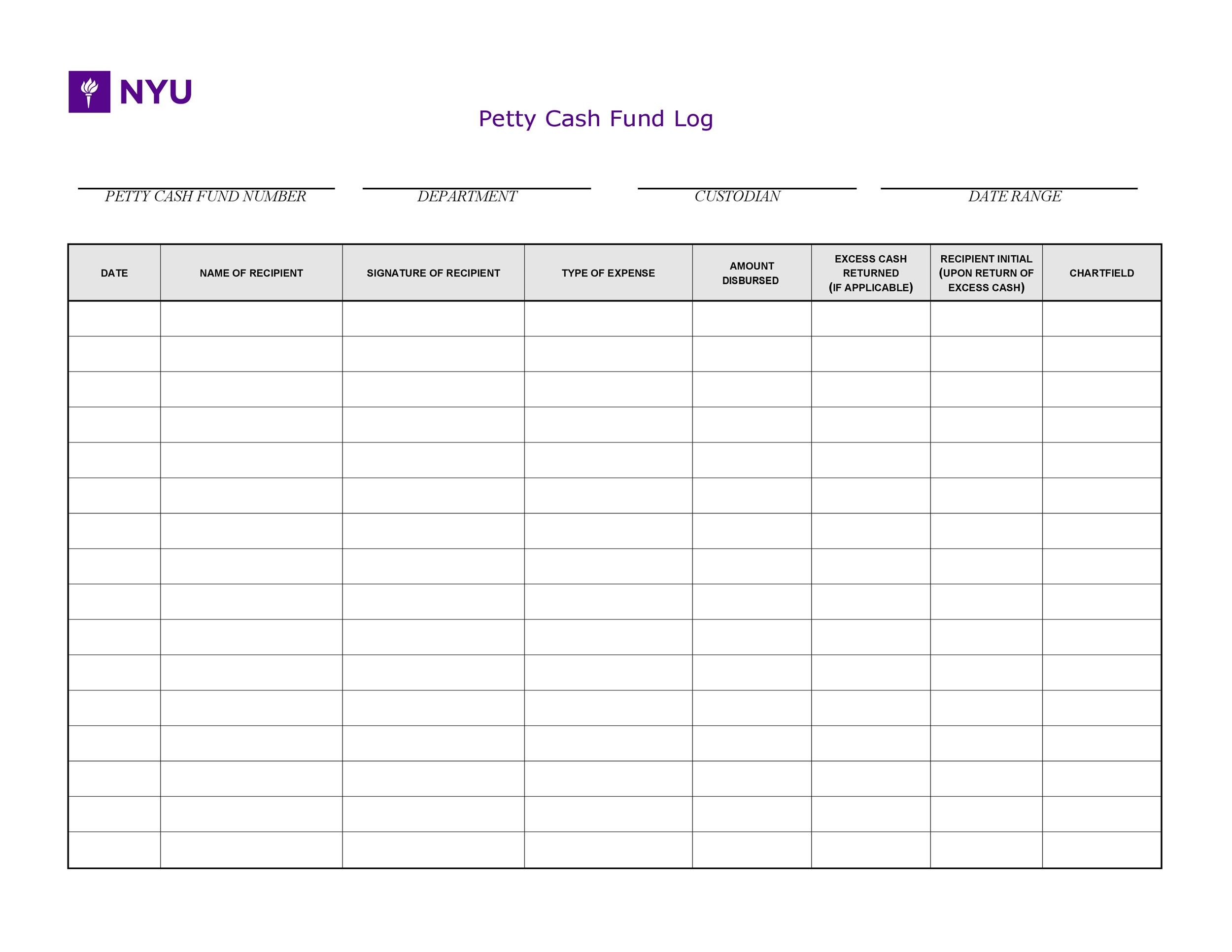 40 Petty Cash Log Templates Forms Excel PDF Word ᐅ TemplateLab