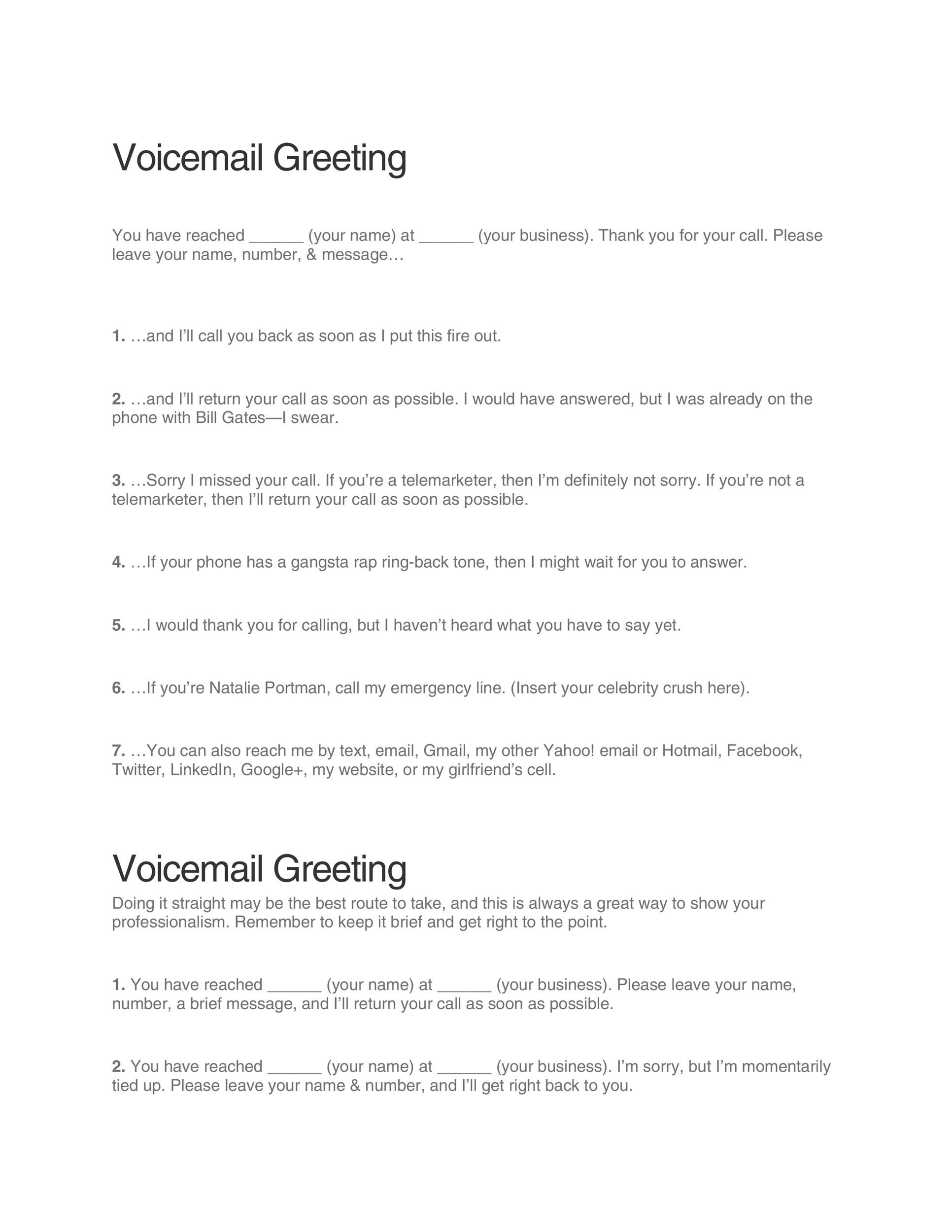 40 Voicemail Greetings & Phone Message Templates [Business, Funny