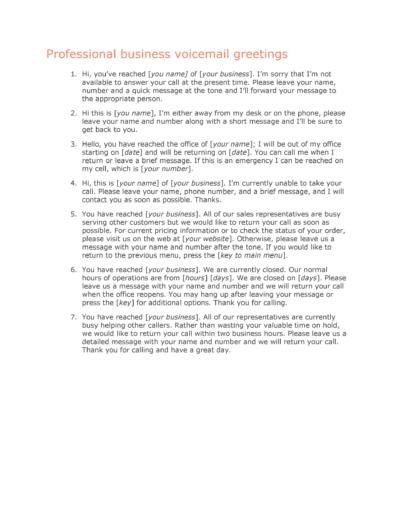 40 Voicemail Greetings & Phone Message Templates [Business, Funny ...