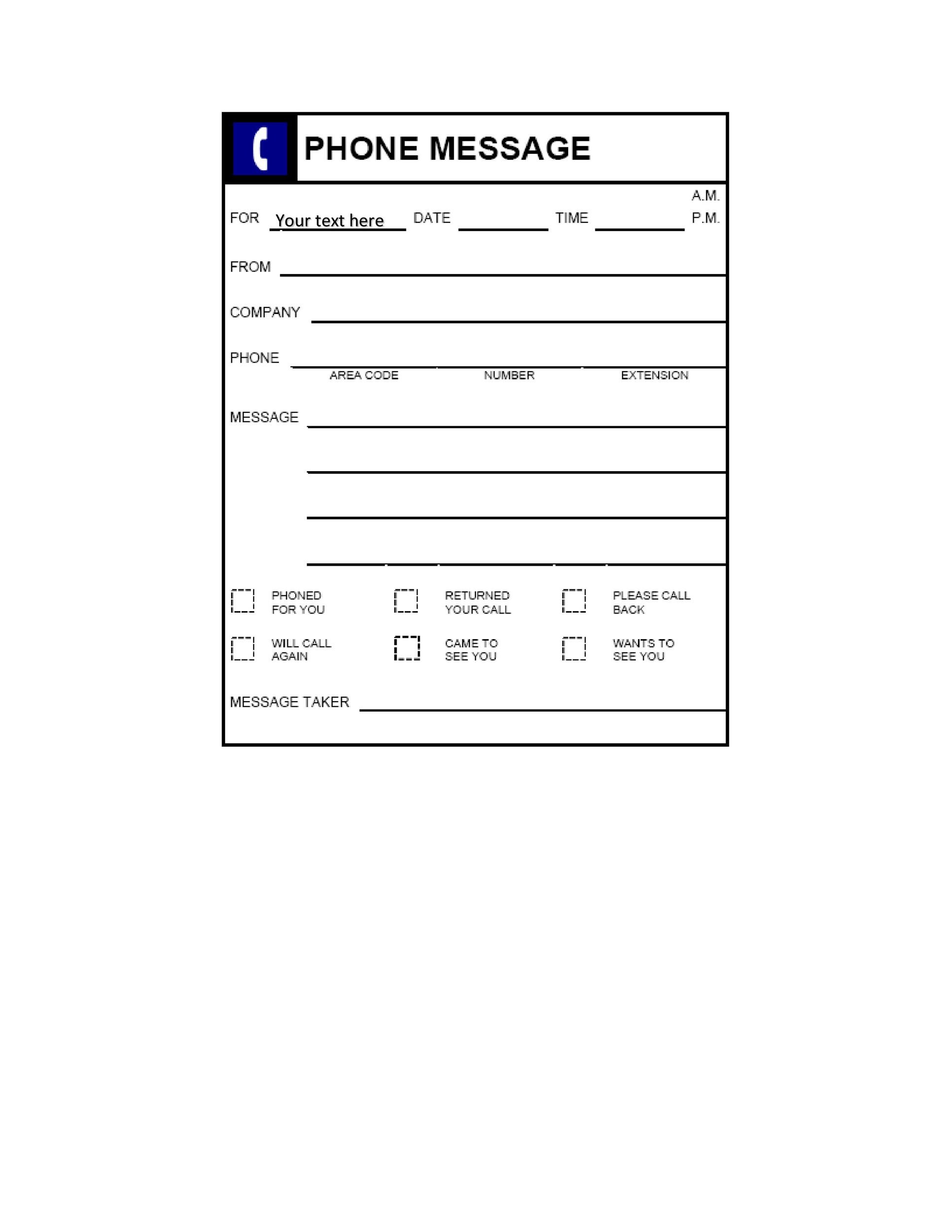 Free phone message template 22