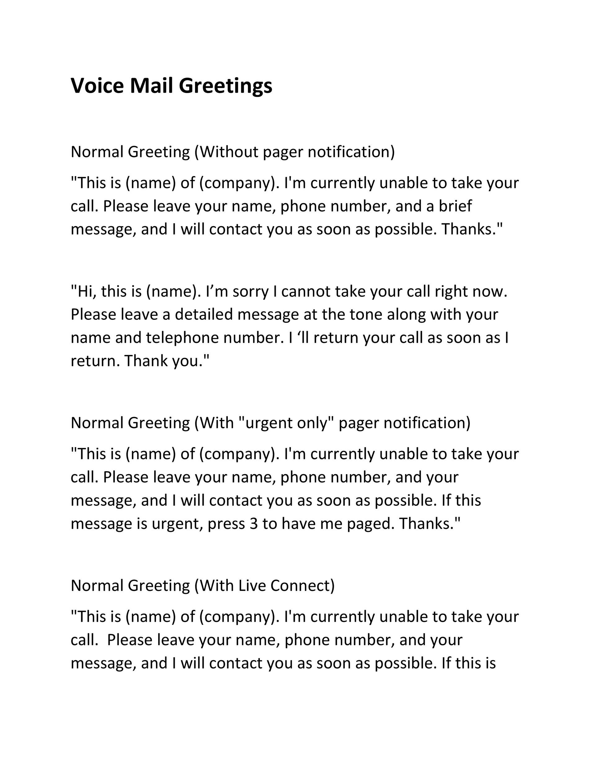 40 Voicemail Greetings Phone Message Templates Business Funny 