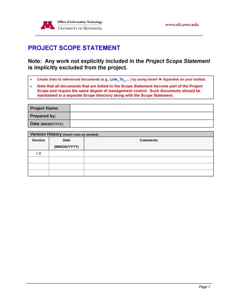 43 Project Scope Statement Templates & Examples ᐅ TemplateLab