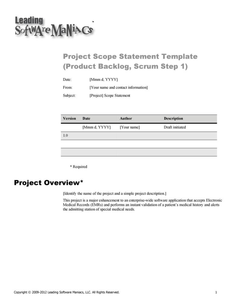 43 Project Scope Statement Templates & Examples ᐅ TemplateLab