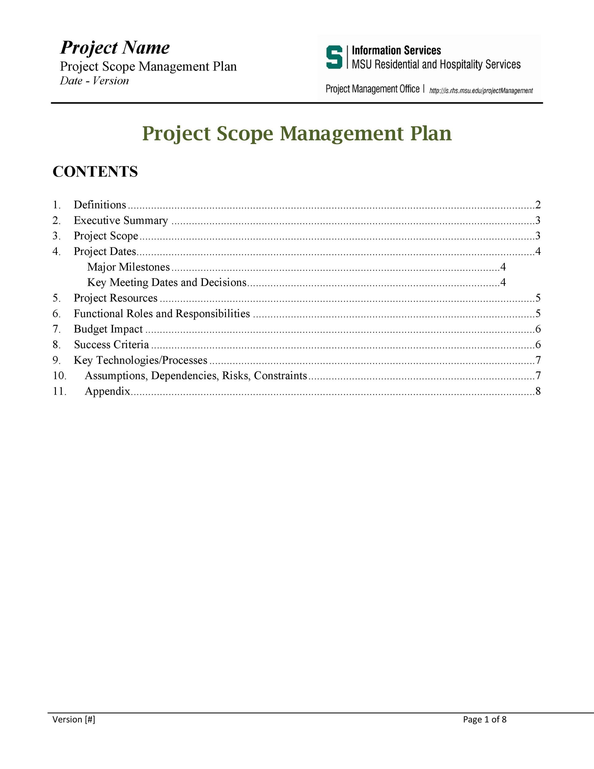 research project scope template