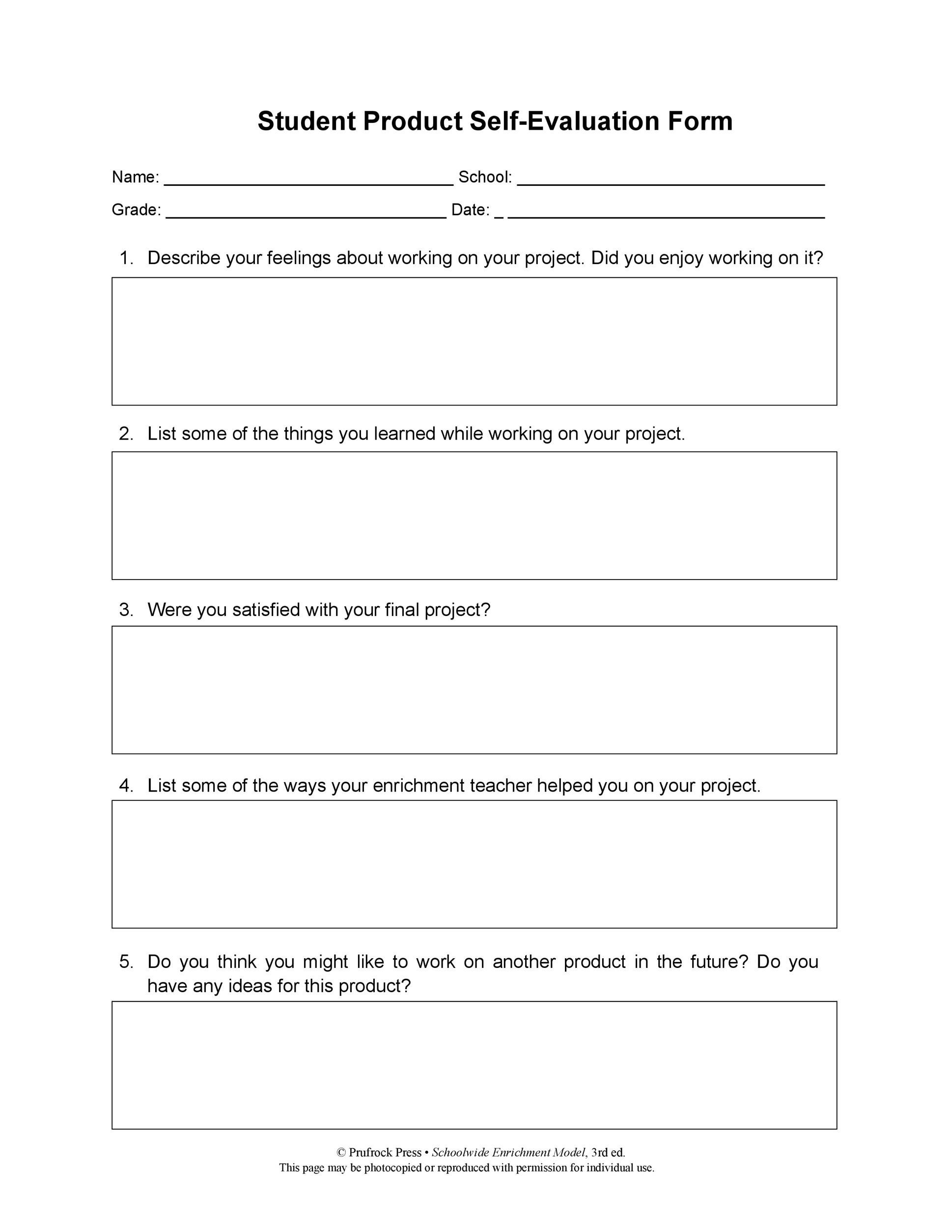 Free self evaluation examples 08