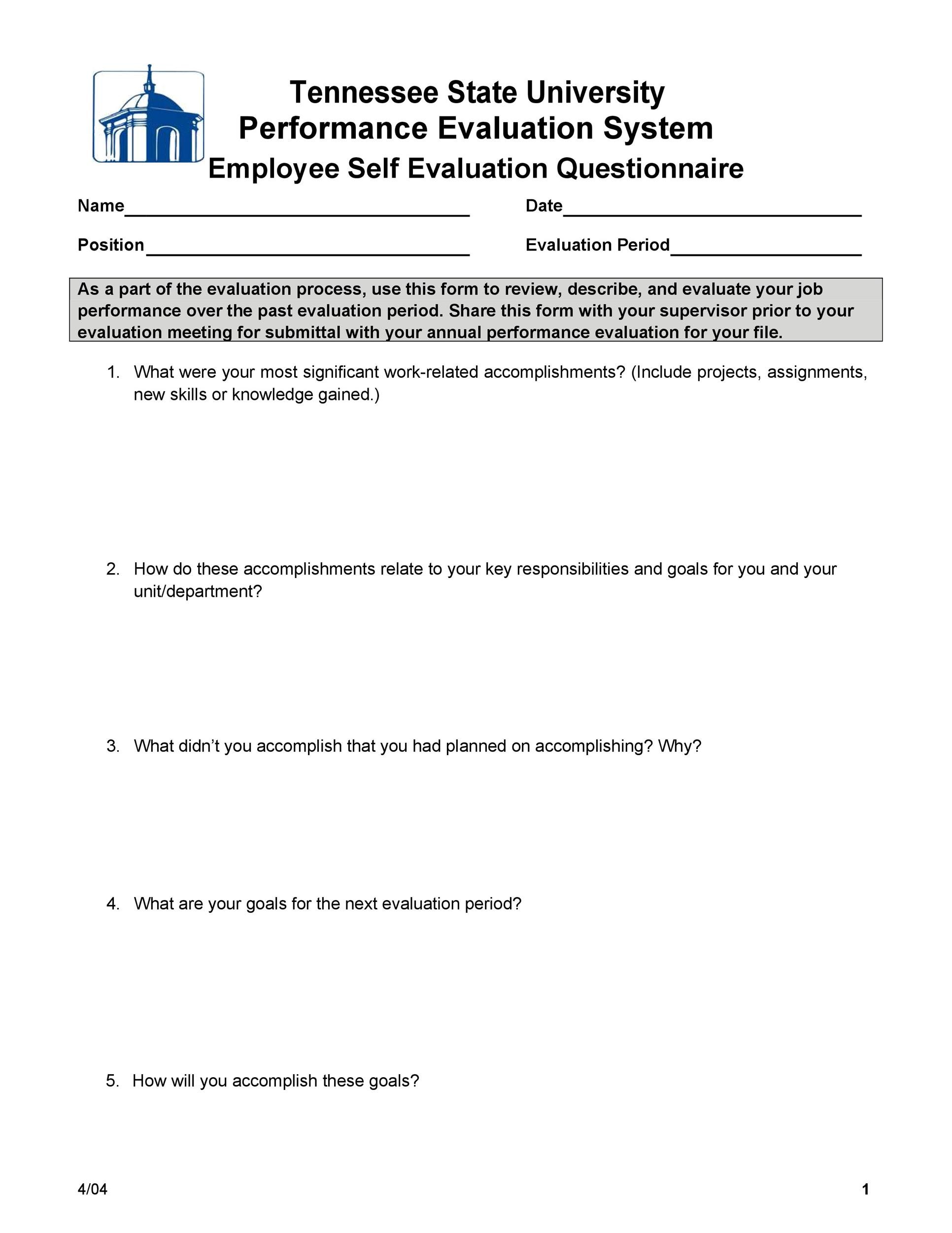 Free self evaluation examples 14
