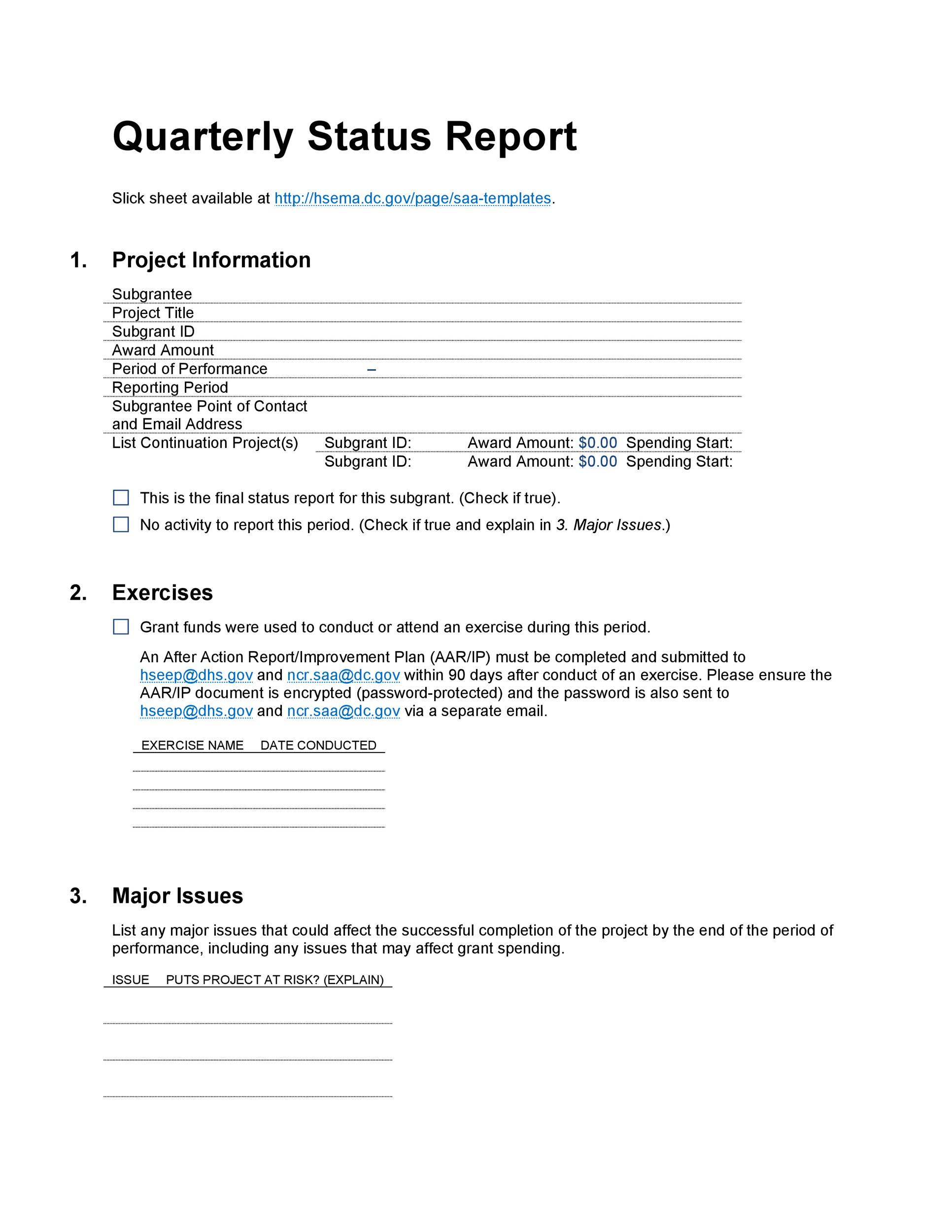 Free status report template 10