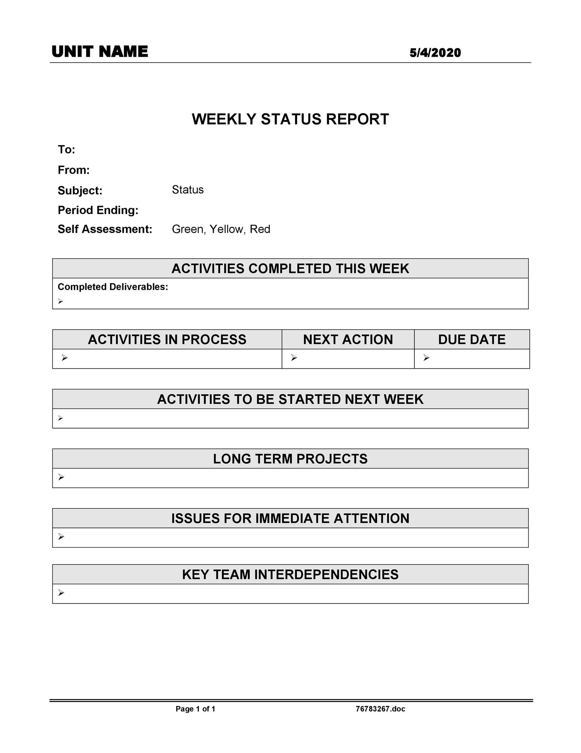 40 Project Status Report Templates Word Excel Ppt ᐅ Templatelab State ...