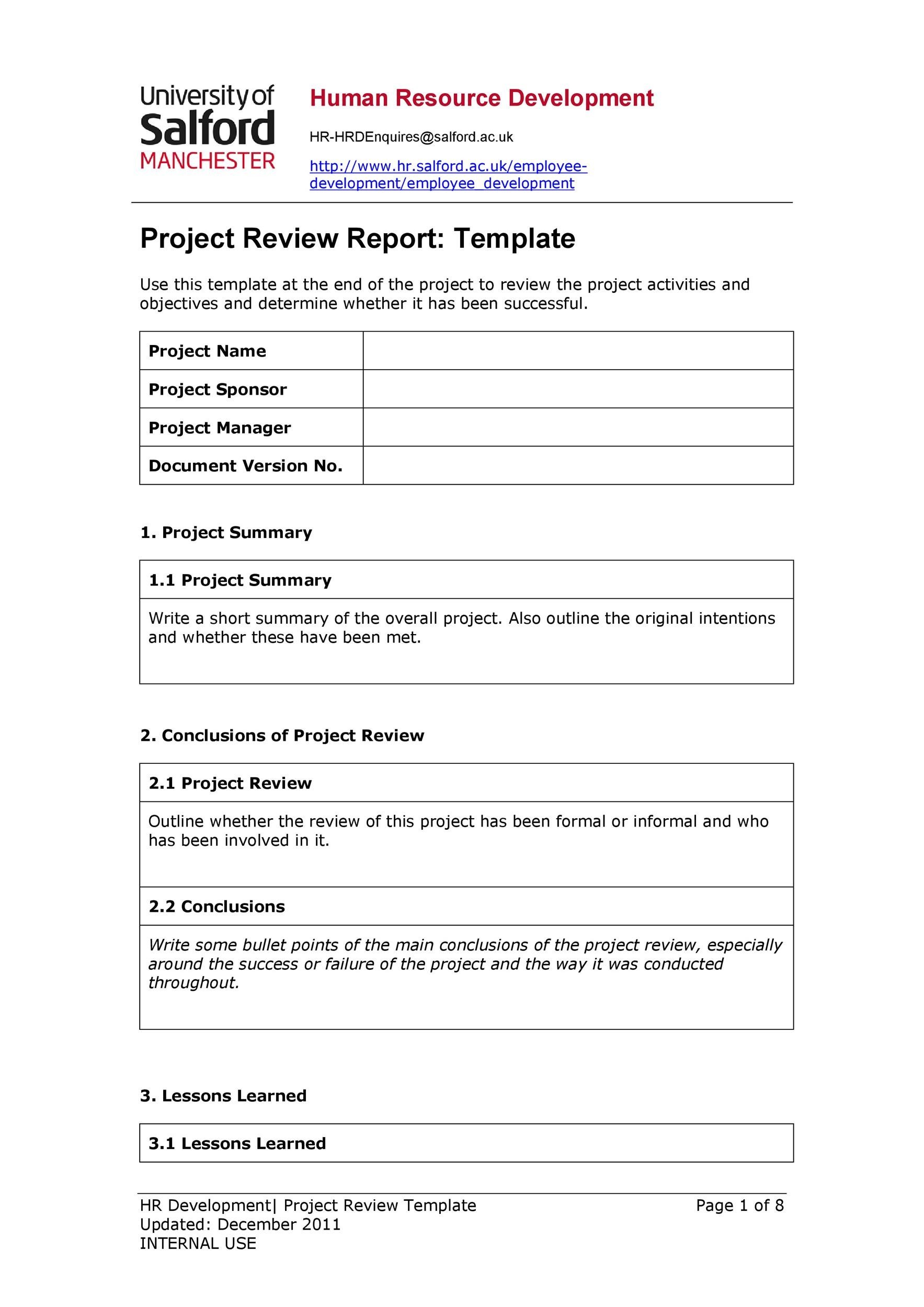 Free status report template 32