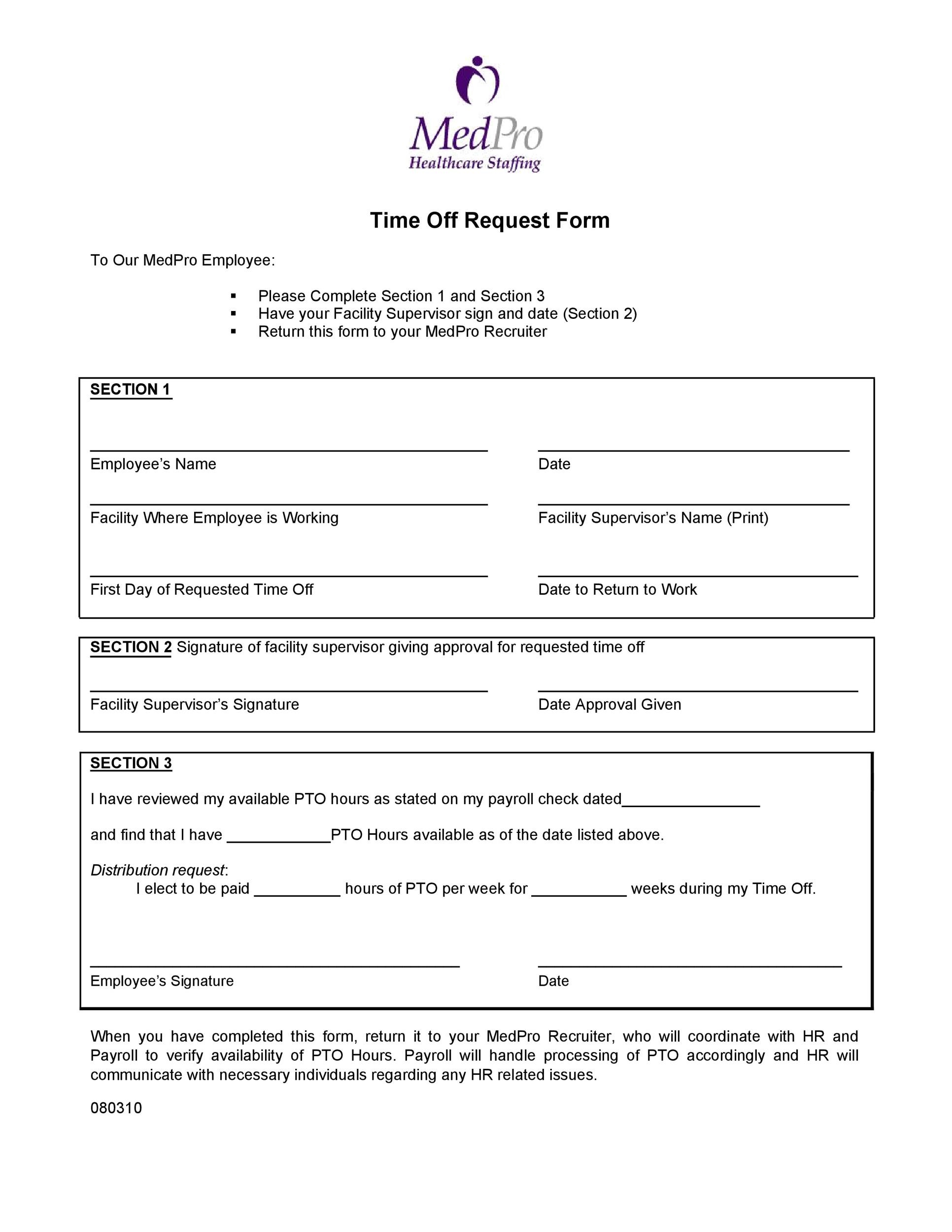 Free time off request form template 19