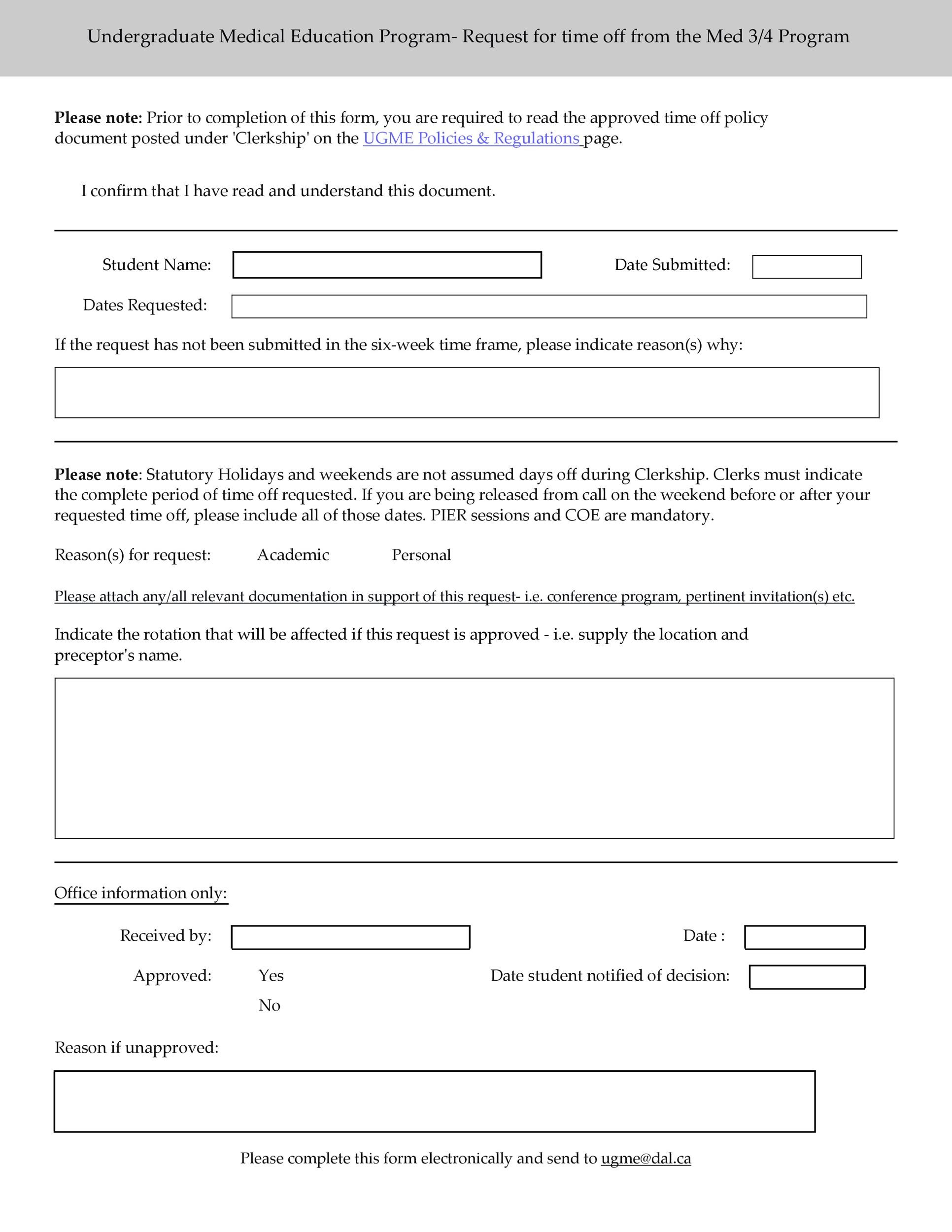 Free time off request form template 35