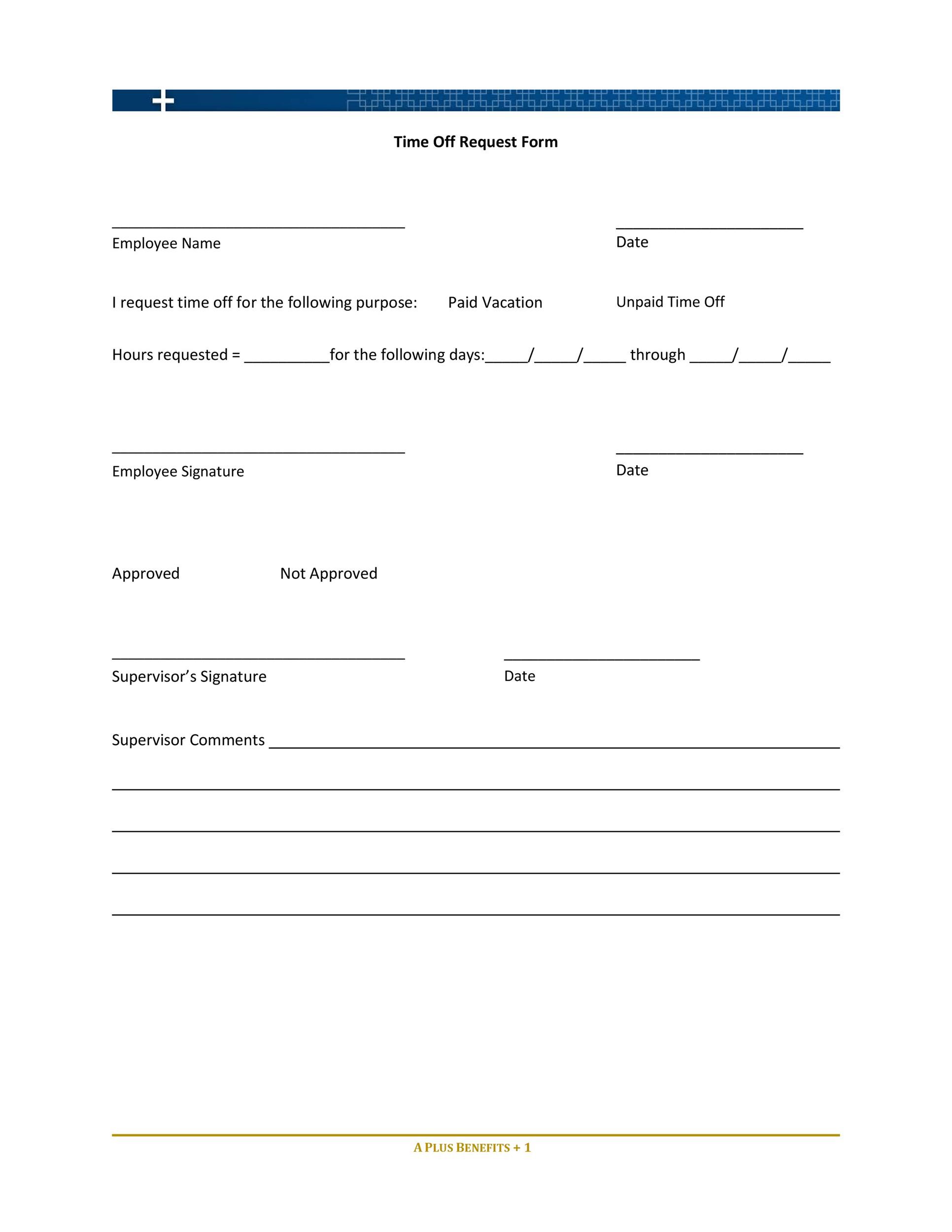 Free time off request form template 36