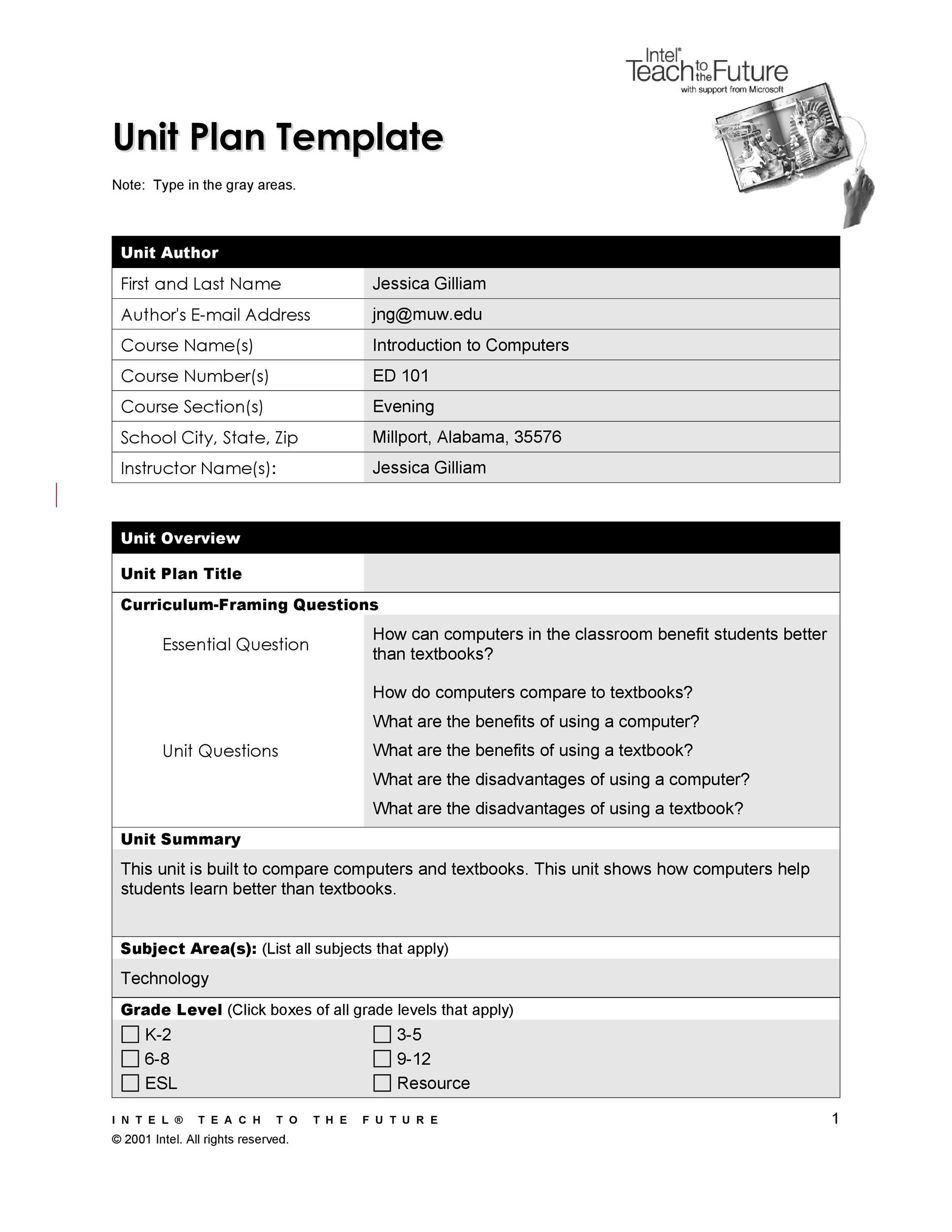 Free unit plan template 06