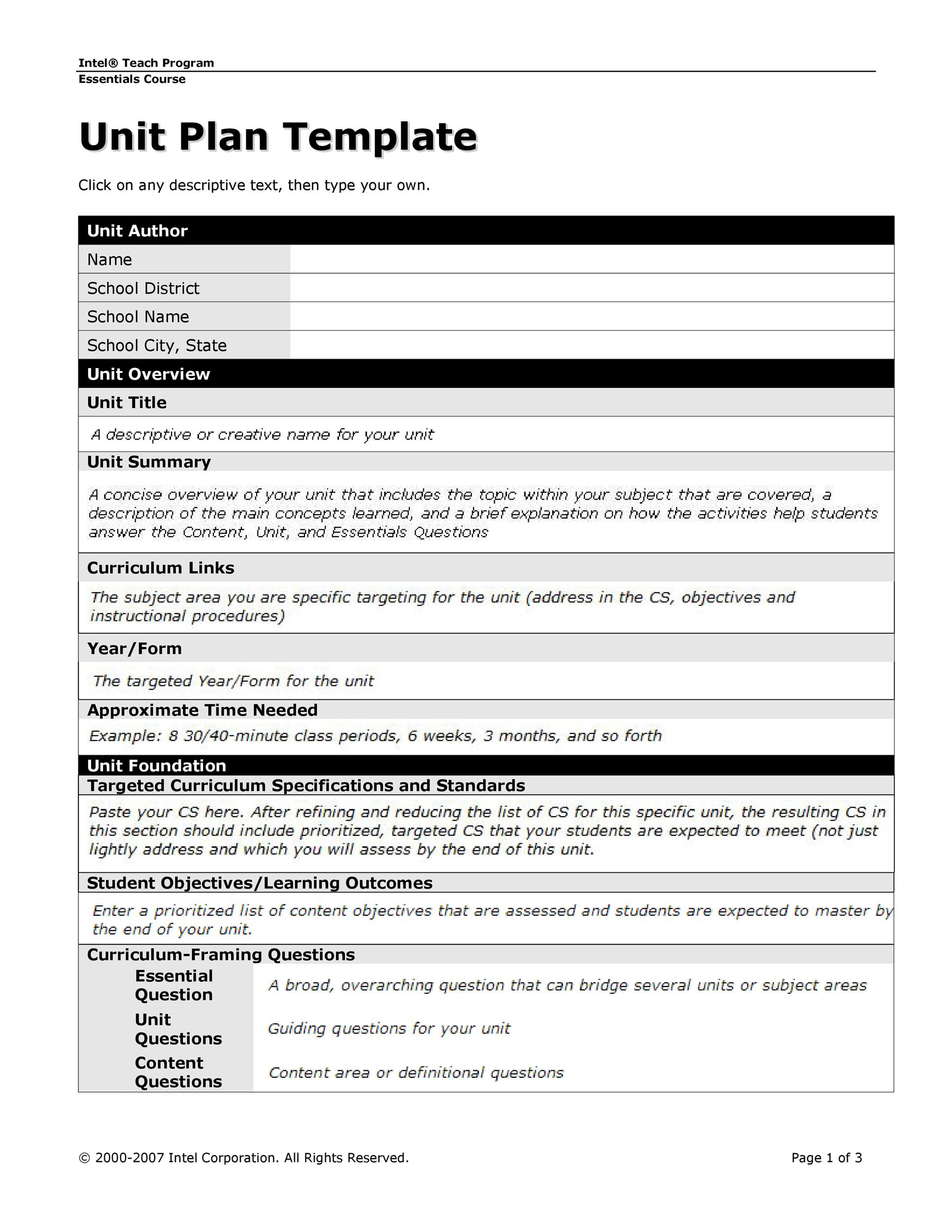 business unit plan on a page