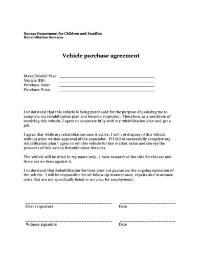 42 Printable Vehicle Purchase Agreement Templates [Word, PDF]