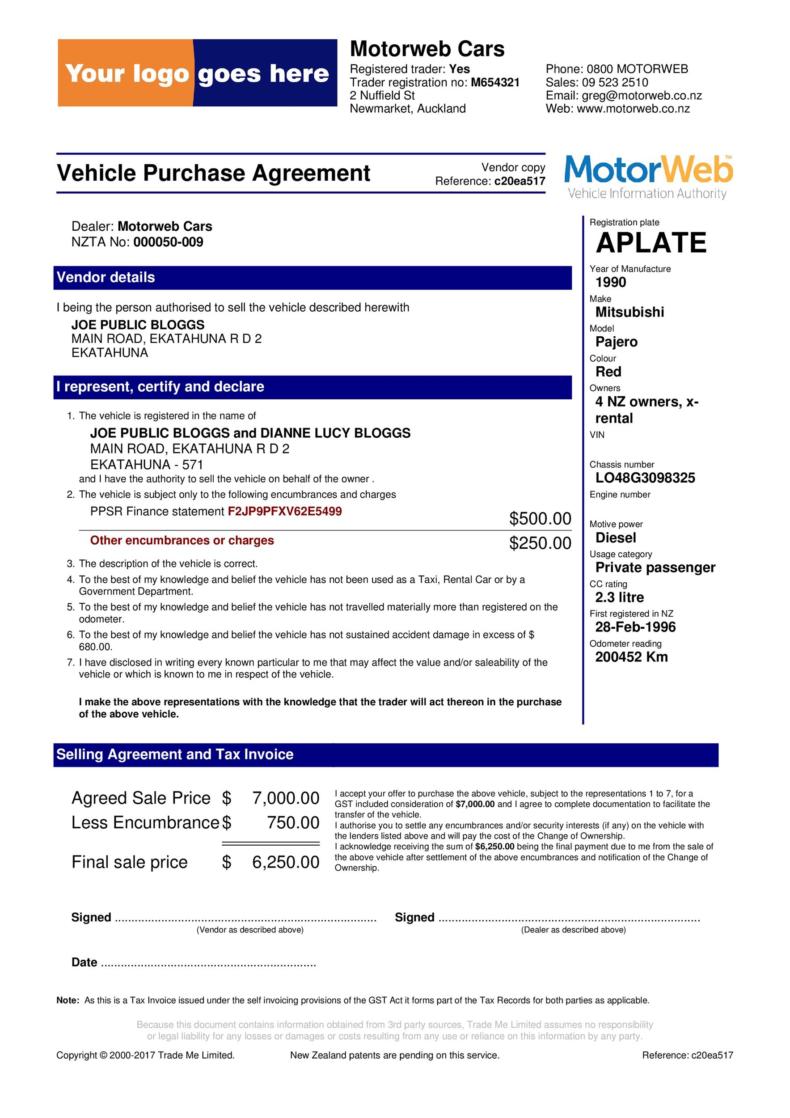 Vehicle Purchase Agreement