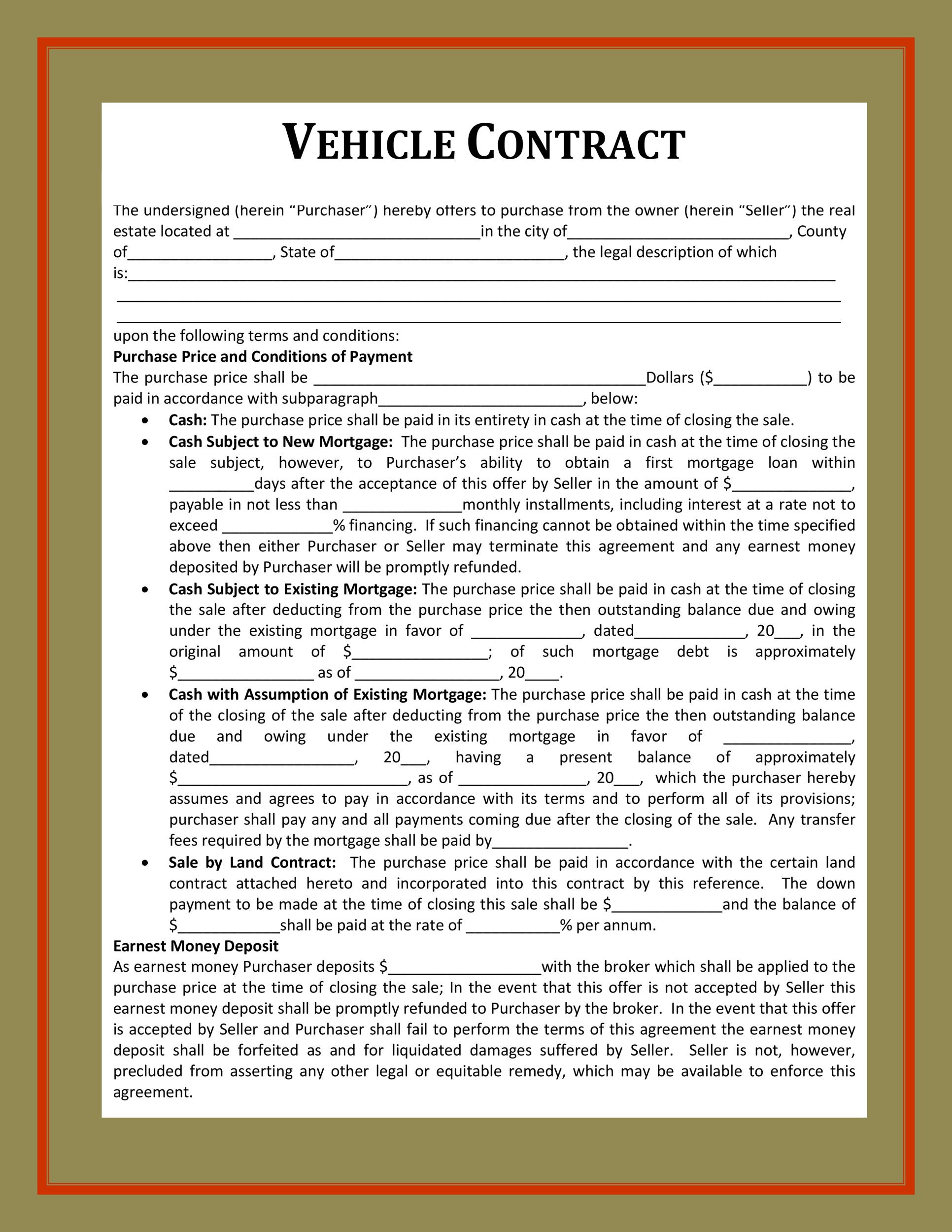 42 Printable Vehicle Purchase Agreement Templates ᐅ TemplateLab