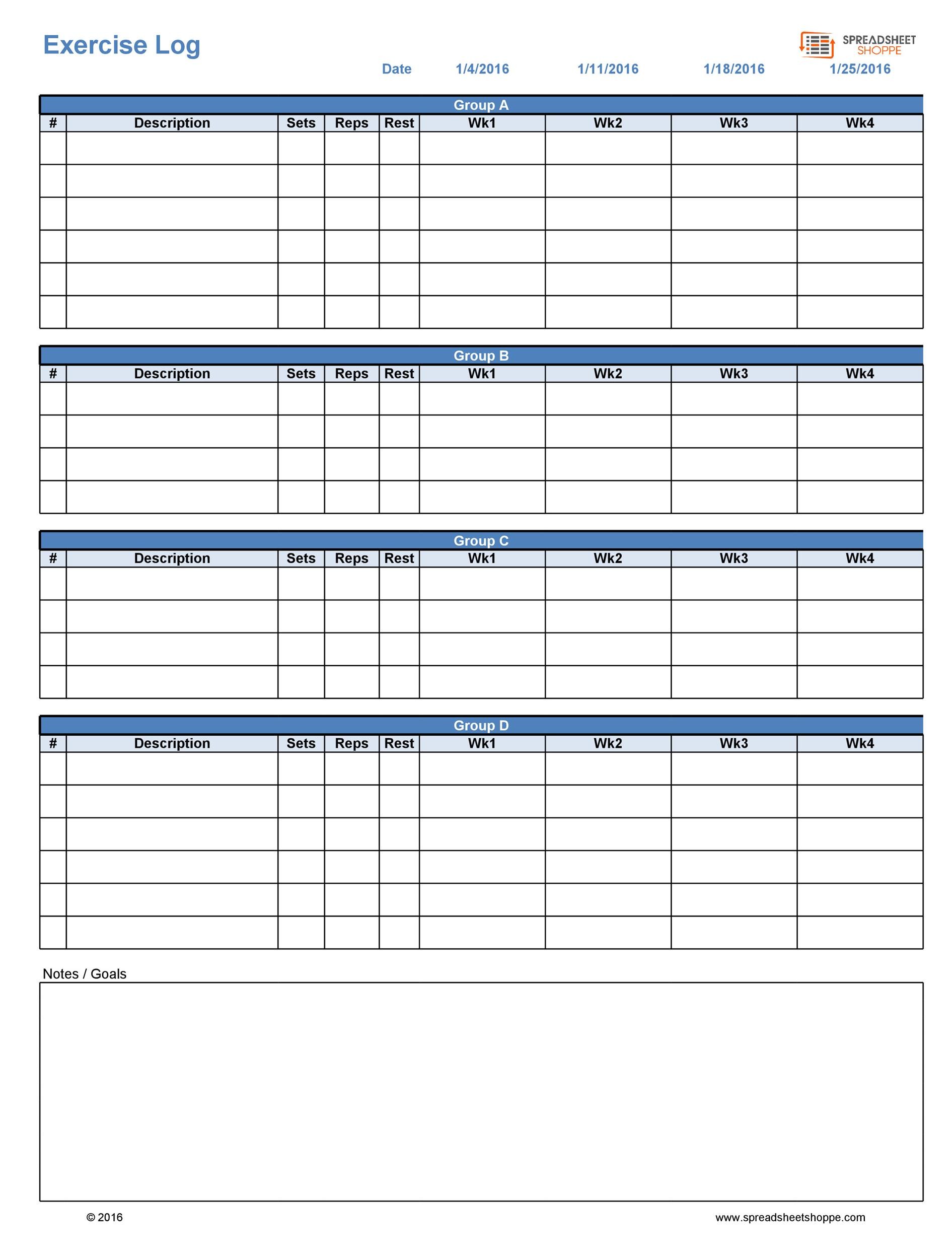 Free workout template 14