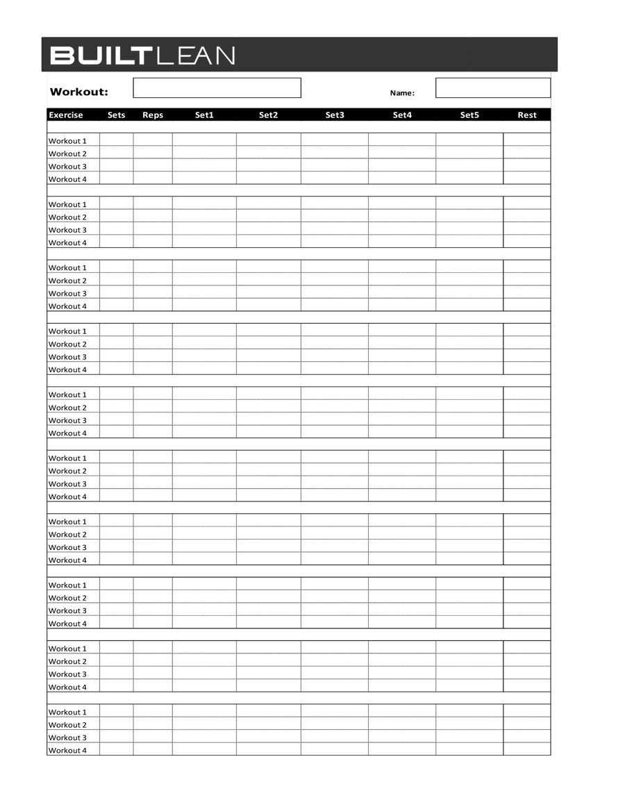 Free workout template 15