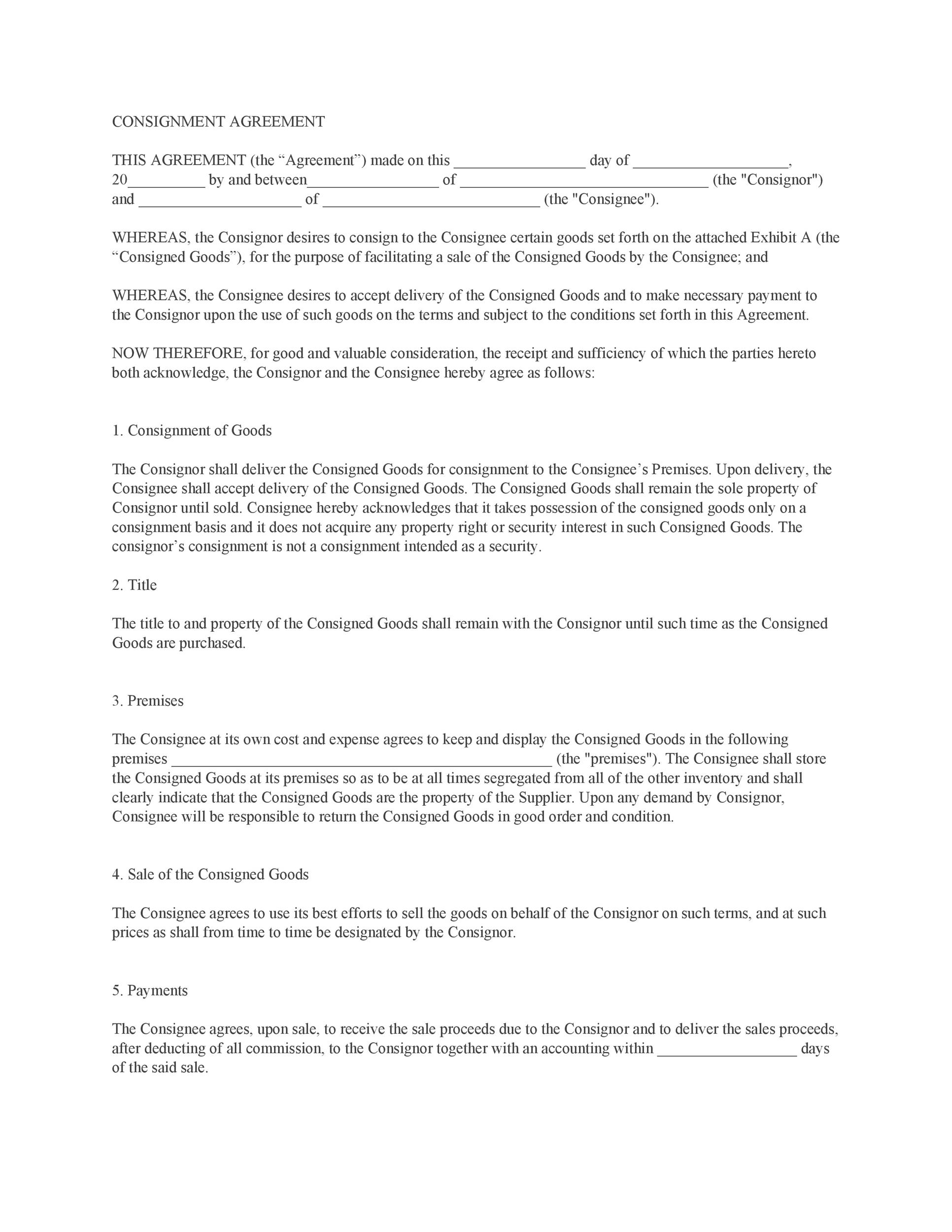 Free Consignment Agreement Template 03