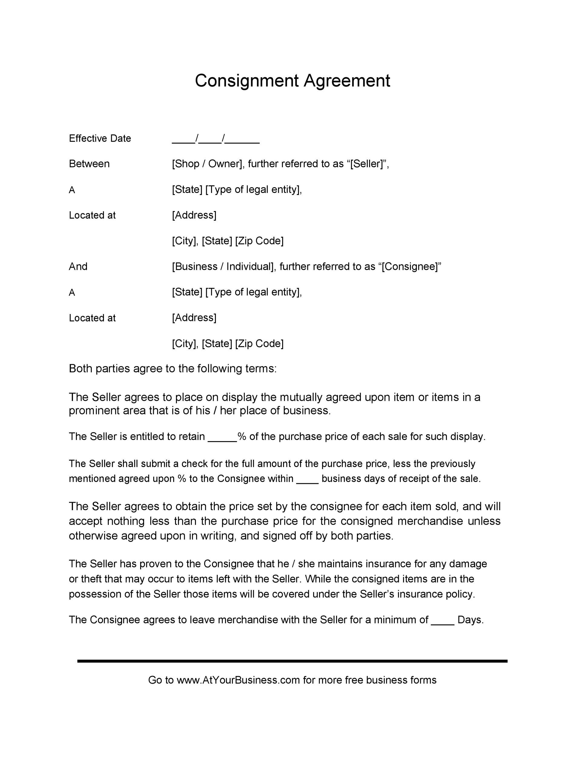 Free Consignment Agreement Template 08