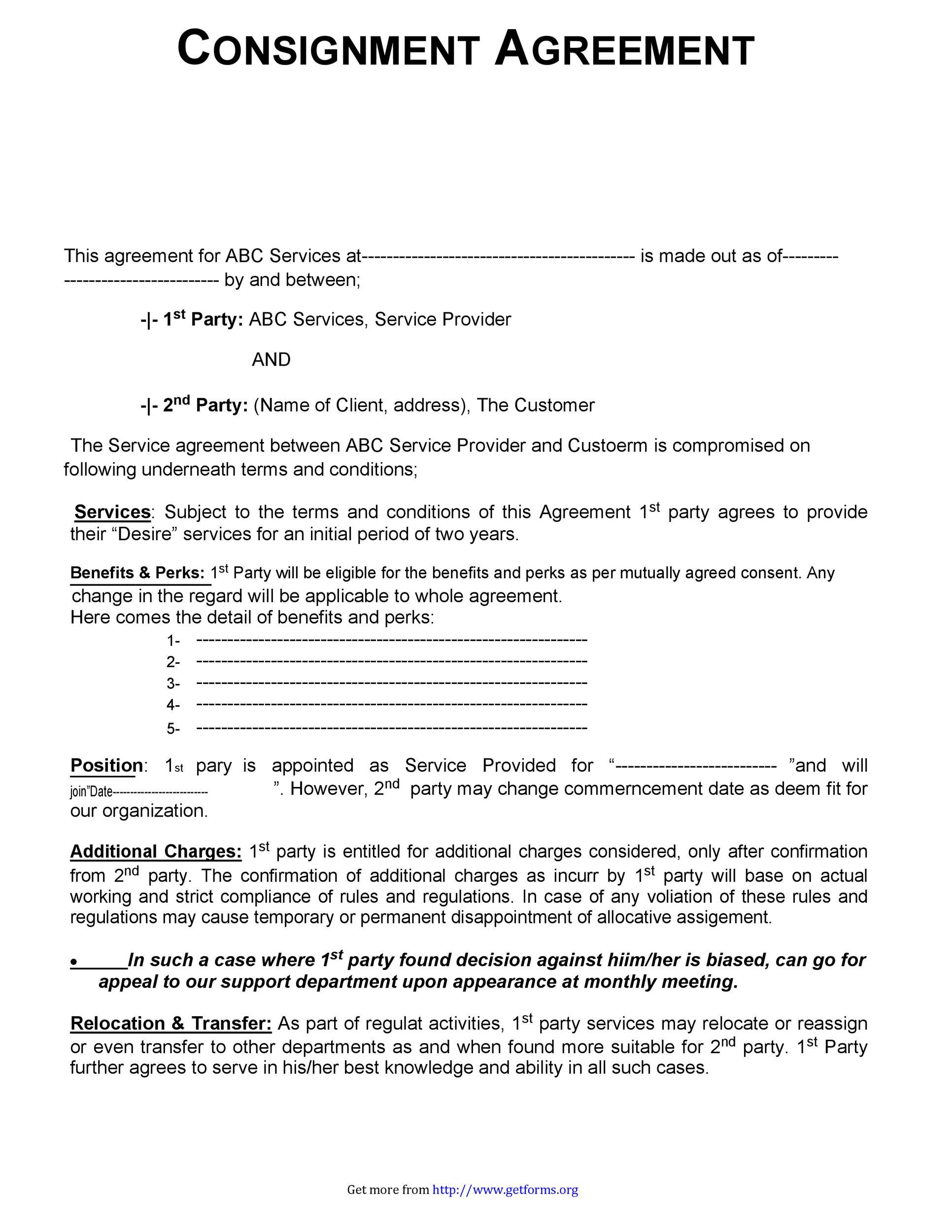 40 Best Consignment Agreement Templates Forms TemplateLab