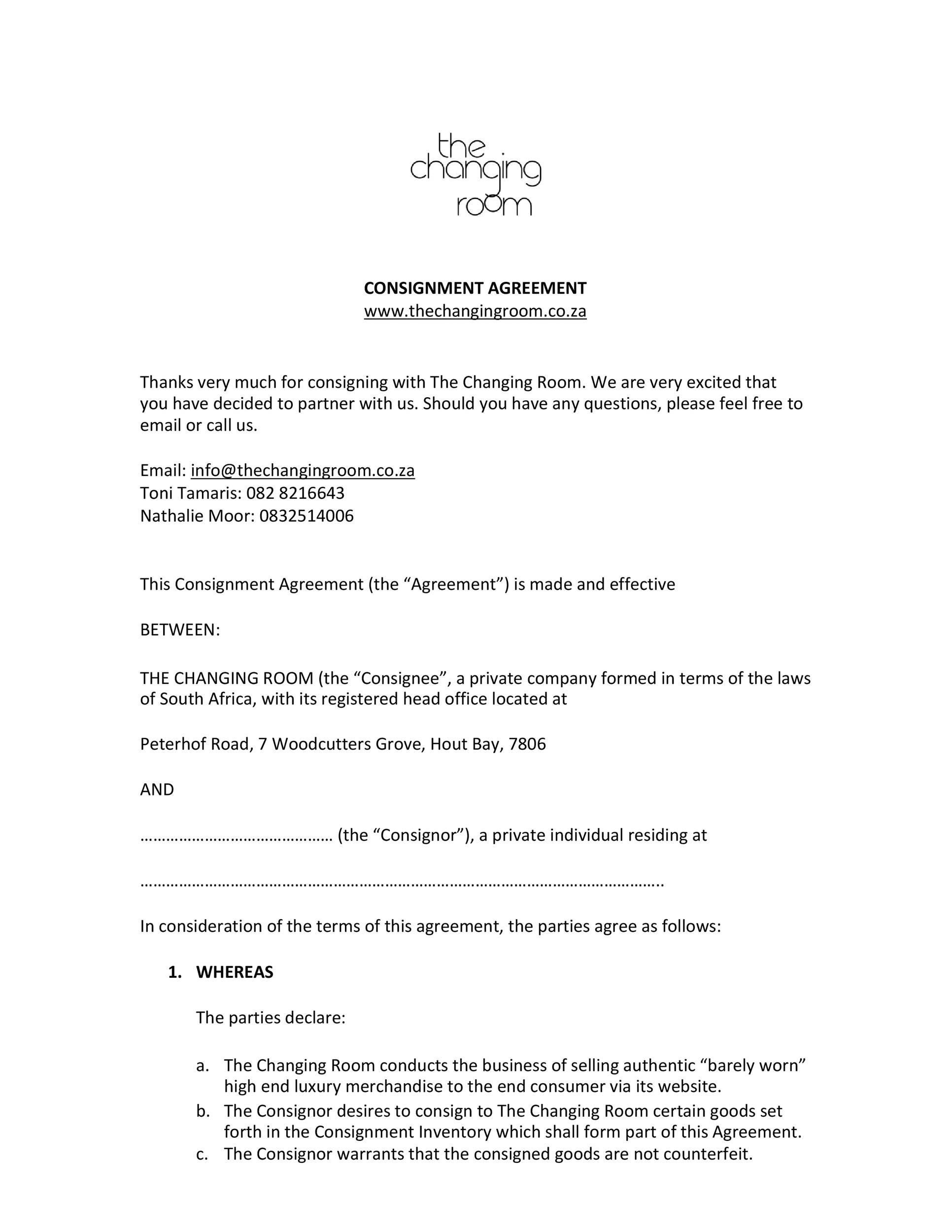 Free Consignment Agreement Template 17