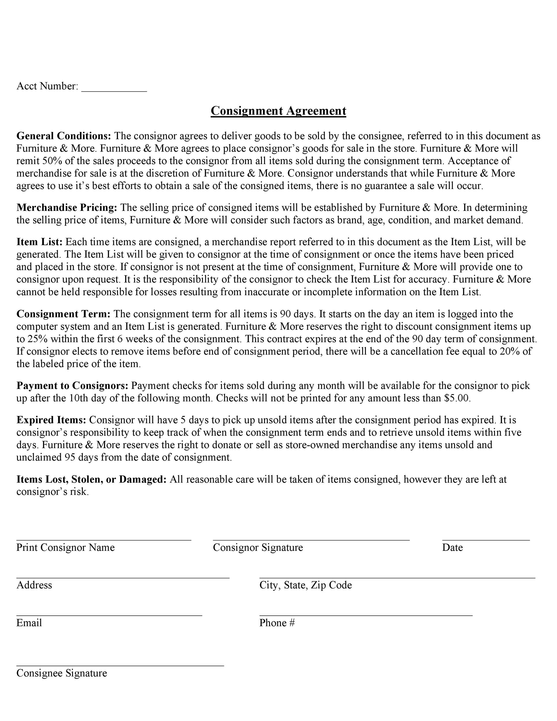 Free Consignment Agreement Template 37