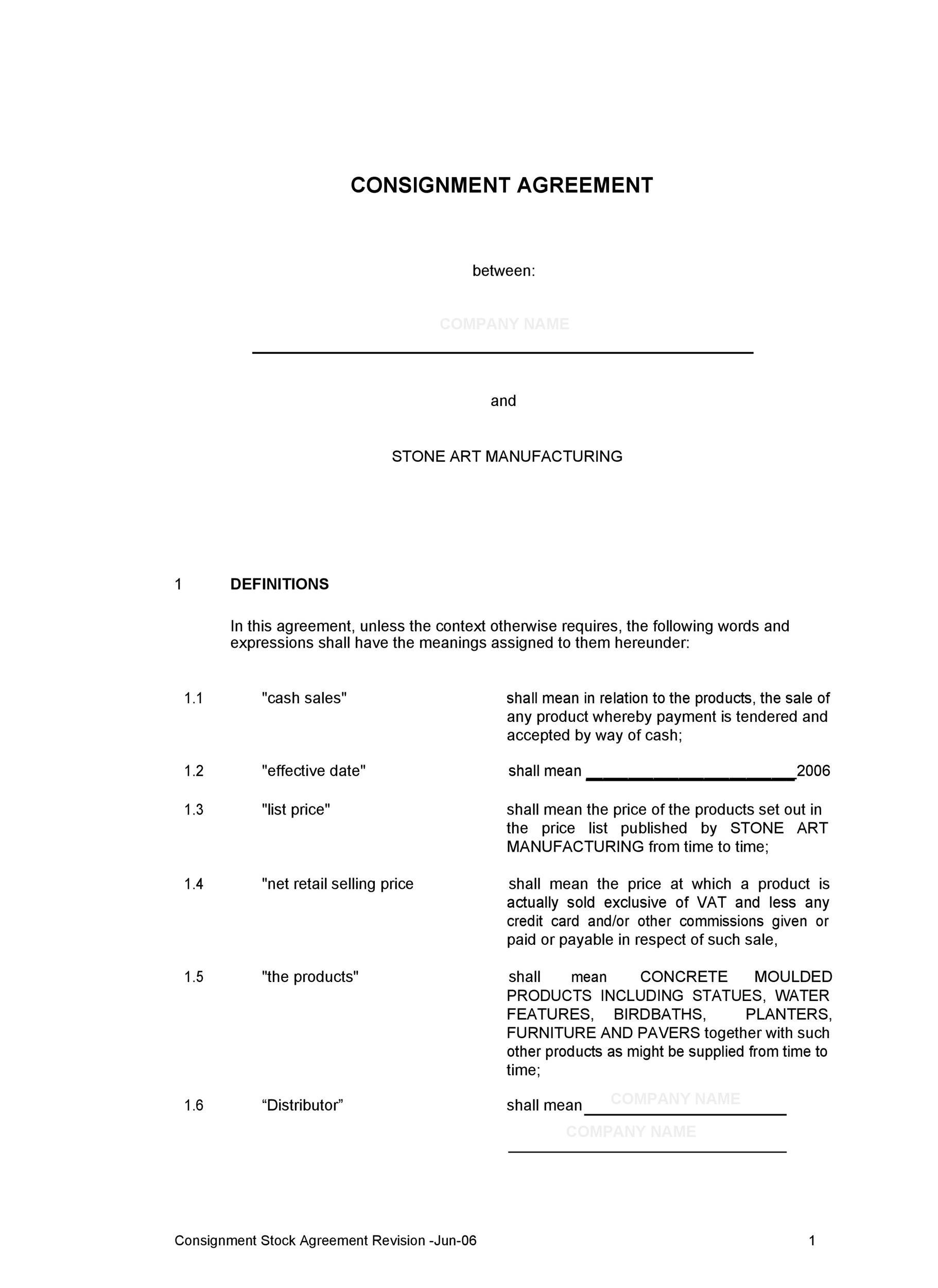Free Consignment Agreement Template 38