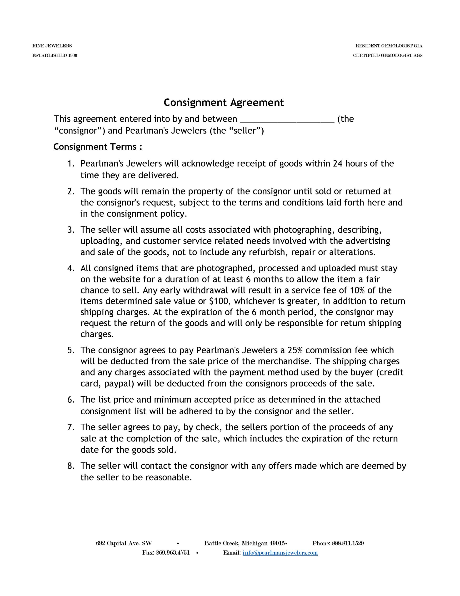 Free Consignment Agreement Template 41
